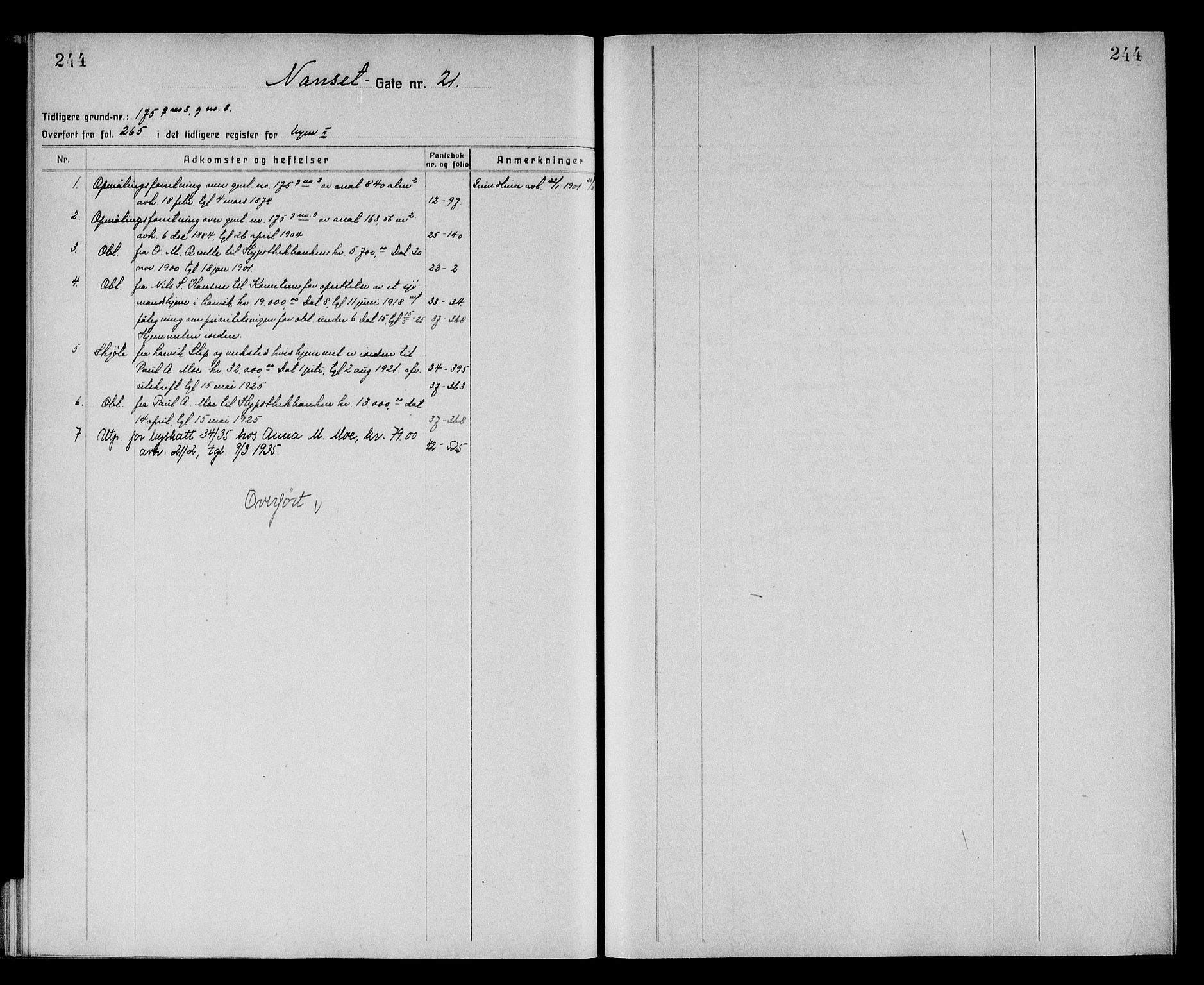 Larvik byfogd, SAKO/A-218/G/Gb/Gba/Gbac/L0003: Mortgage register no. III 3, 1870, p. 244
