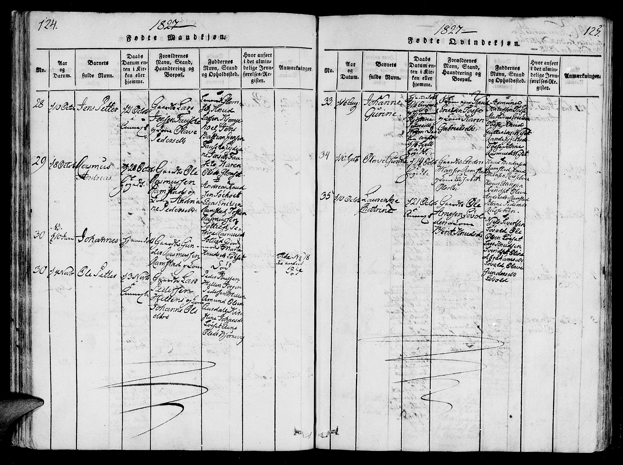 Ministerialprotokoller, klokkerbøker og fødselsregistre - Møre og Romsdal, AV/SAT-A-1454/522/L0310: Parish register (official) no. 522A05, 1816-1832, p. 124-125