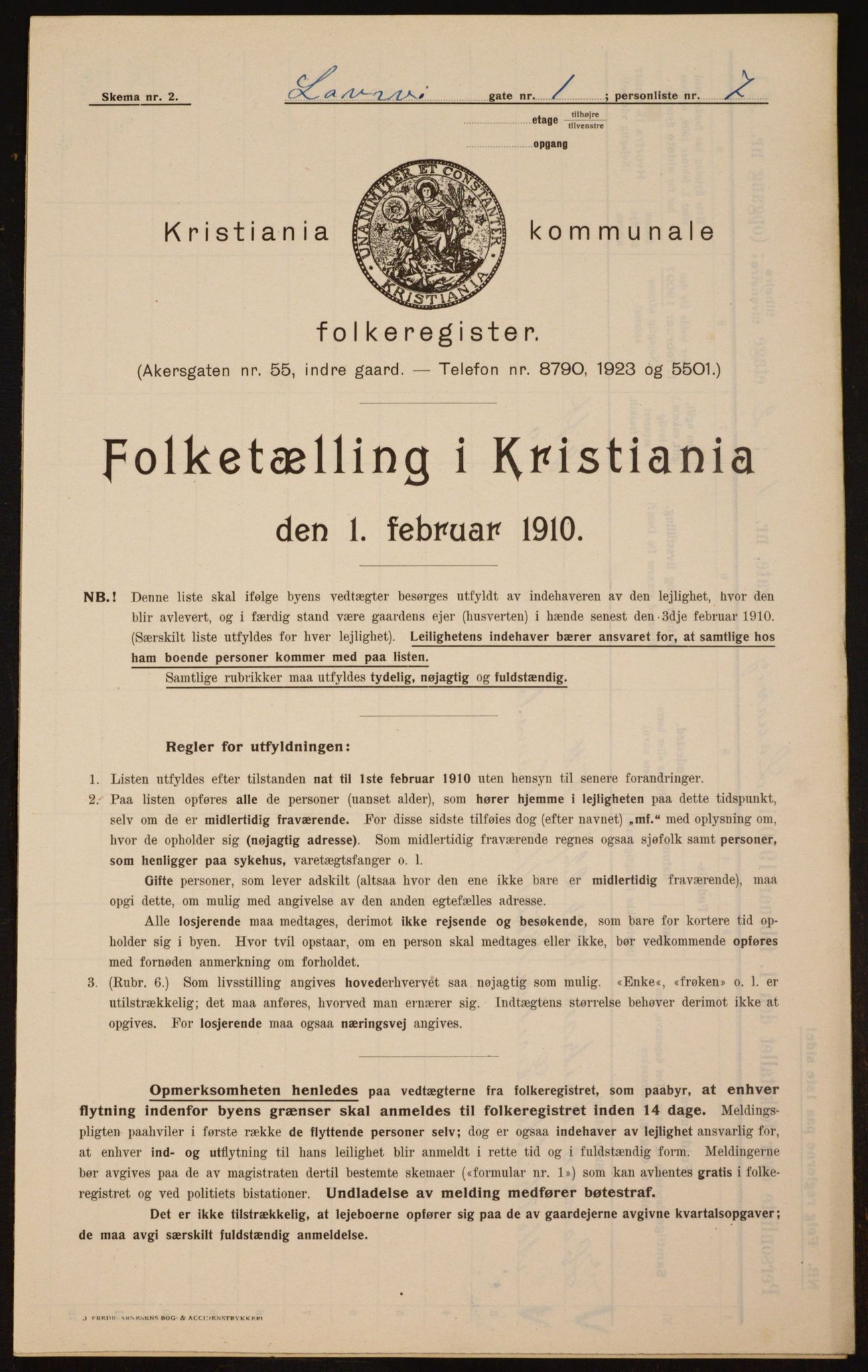 OBA, Municipal Census 1910 for Kristiania, 1910, p. 55010