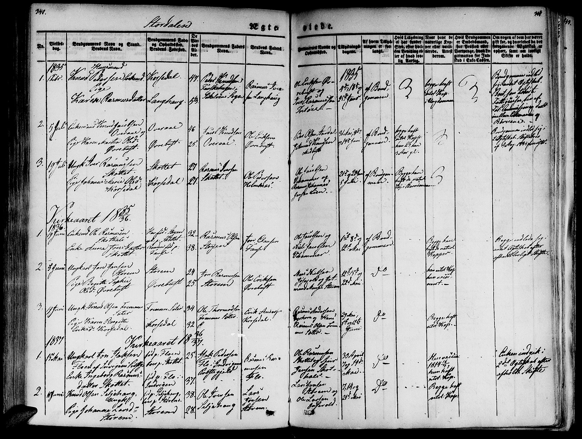 Ministerialprotokoller, klokkerbøker og fødselsregistre - Møre og Romsdal, AV/SAT-A-1454/520/L0274: Parish register (official) no. 520A04, 1827-1864, p. 342-343