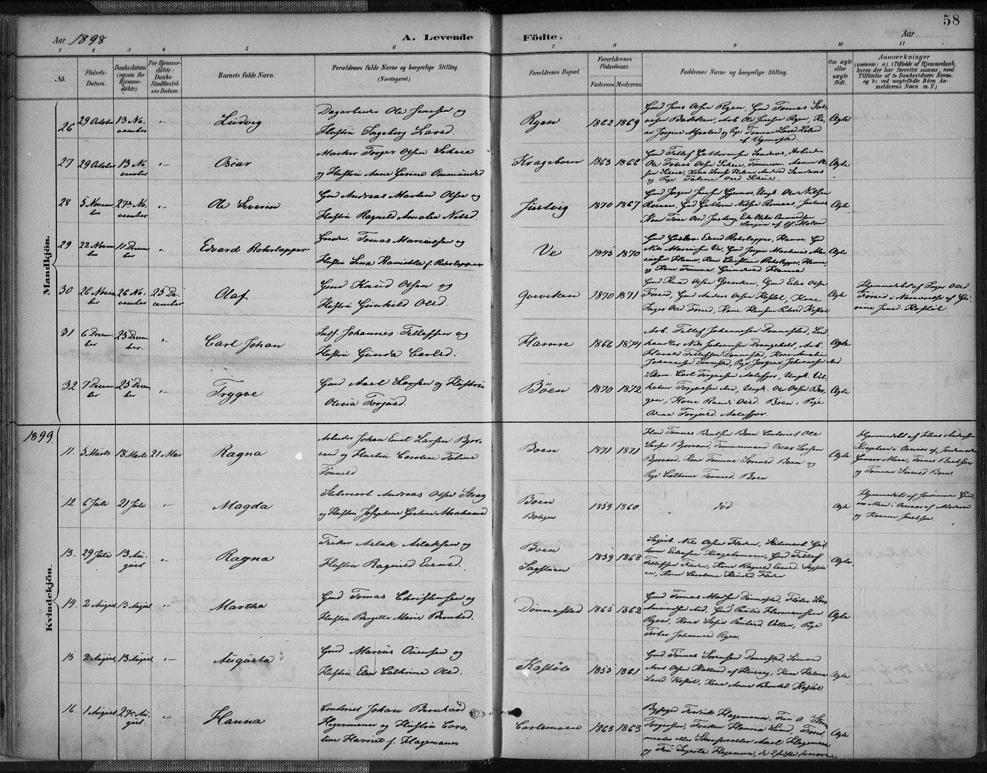 Tveit sokneprestkontor, AV/SAK-1111-0043/F/Fa/L0007: Parish register (official) no. A 7, 1887-1908, p. 58