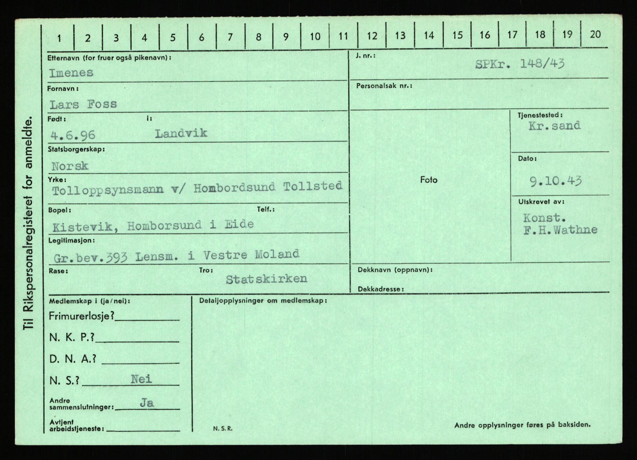 Statspolitiet - Hovedkontoret / Osloavdelingen, AV/RA-S-1329/C/Ca/L0007: Hol - Joelsen, 1943-1945, p. 2230