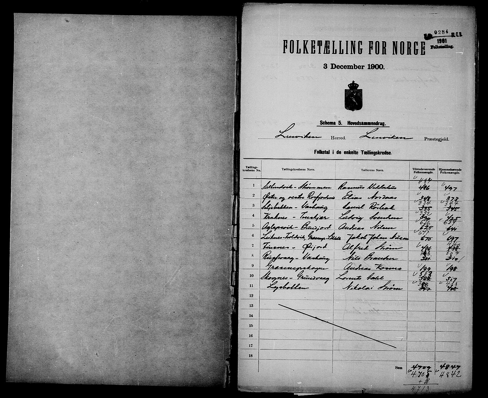 SATØ, 1900 census for Lenvik, 1900, p. 3