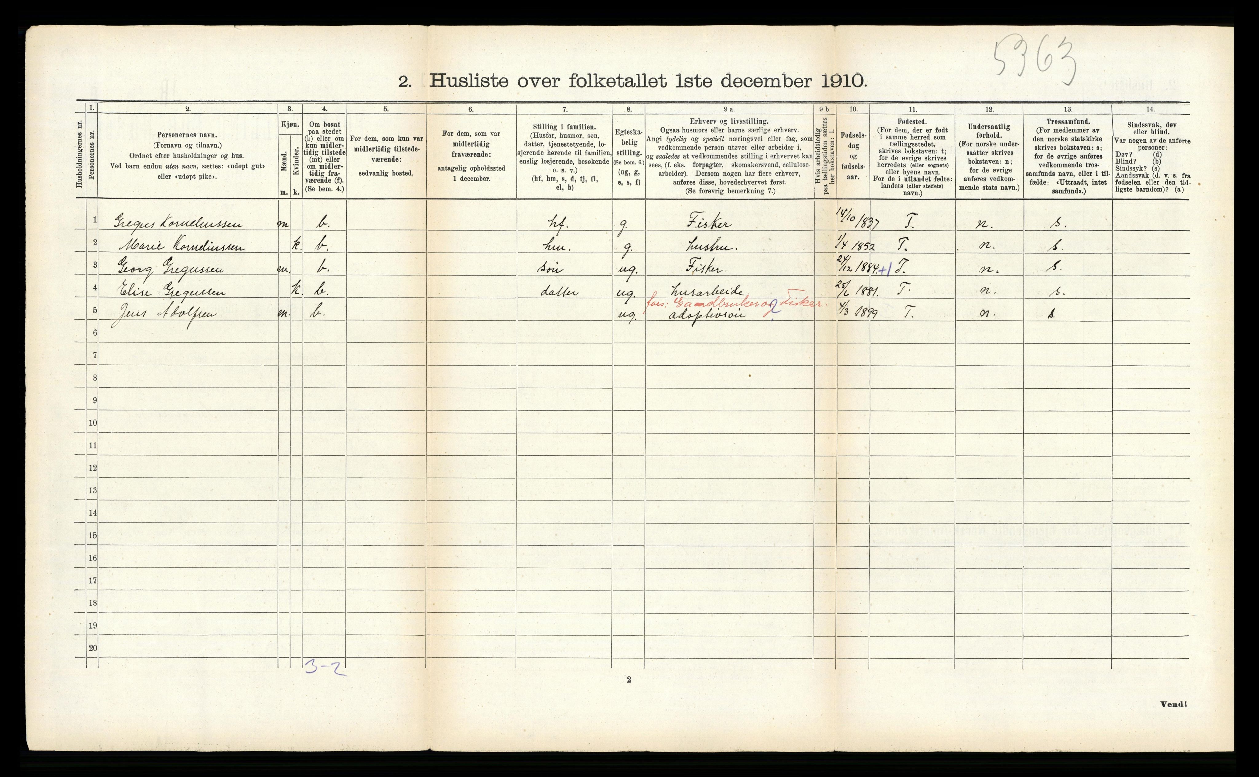 RA, 1910 census for Hadsel, 1910, p. 374