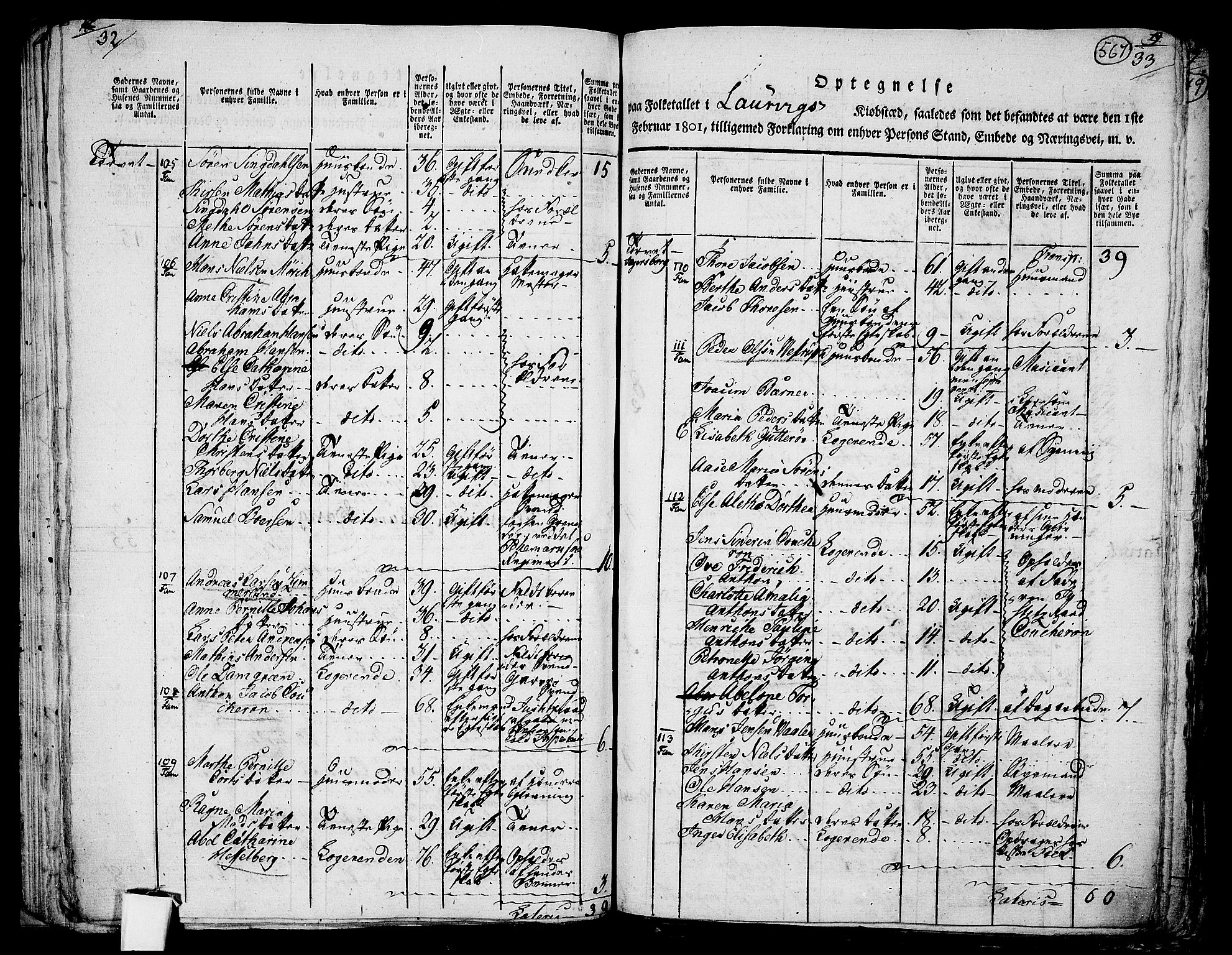 RA, 1801 census for 0707P Larvik, 1801, p. 566b-567a