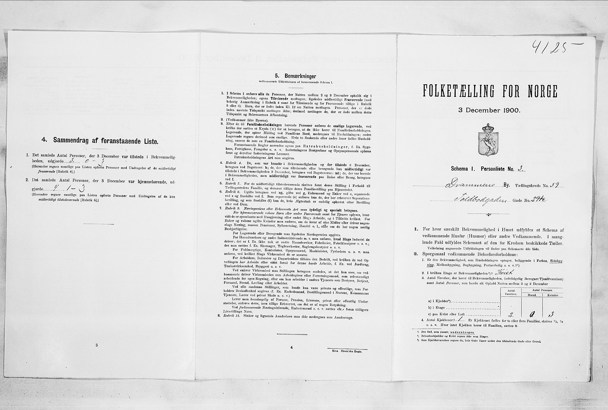 RA, 1900 census for Drammen, 1900, p. 10380