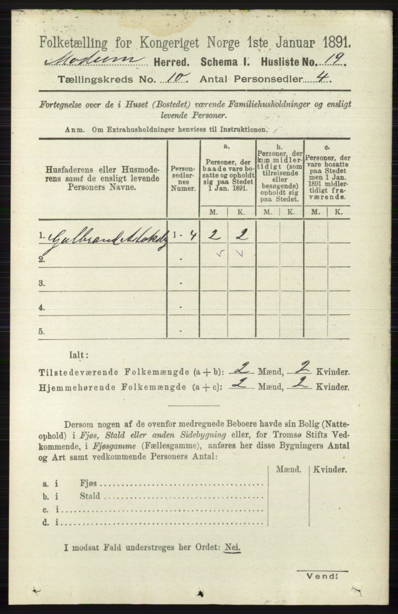 RA, 1891 census for 0623 Modum, 1891, p. 3967