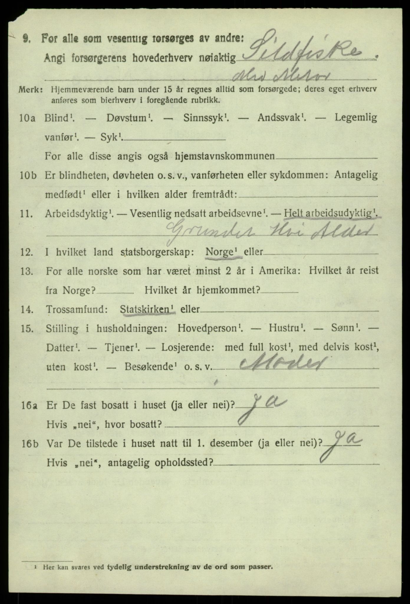 SAB, 1920 census for Sund, 1920, p. 3890