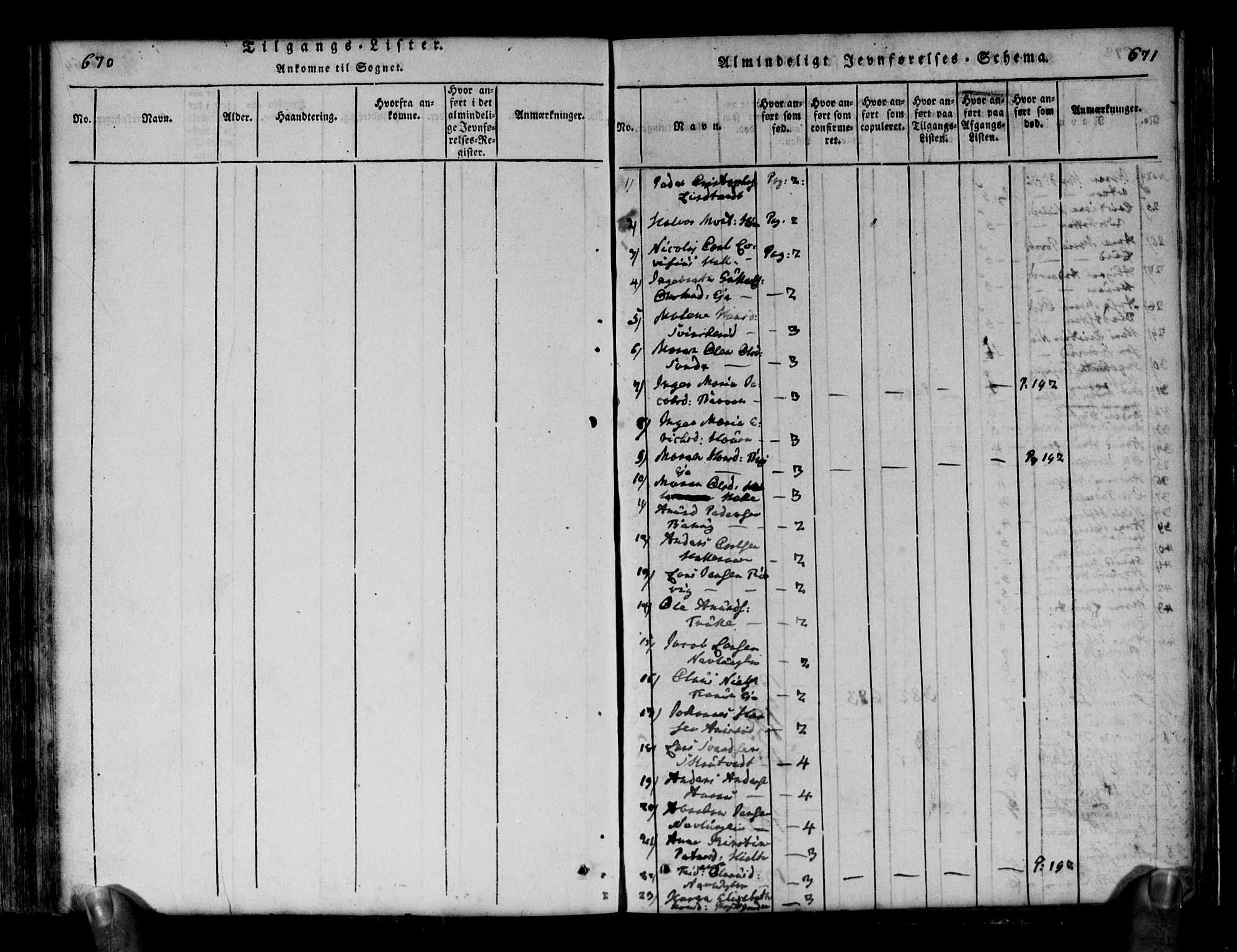 Brunlanes kirkebøker, AV/SAKO-A-342/G/Ga/L0001: Parish register (copy) no. I 1, 1814-1834, p. 670-671