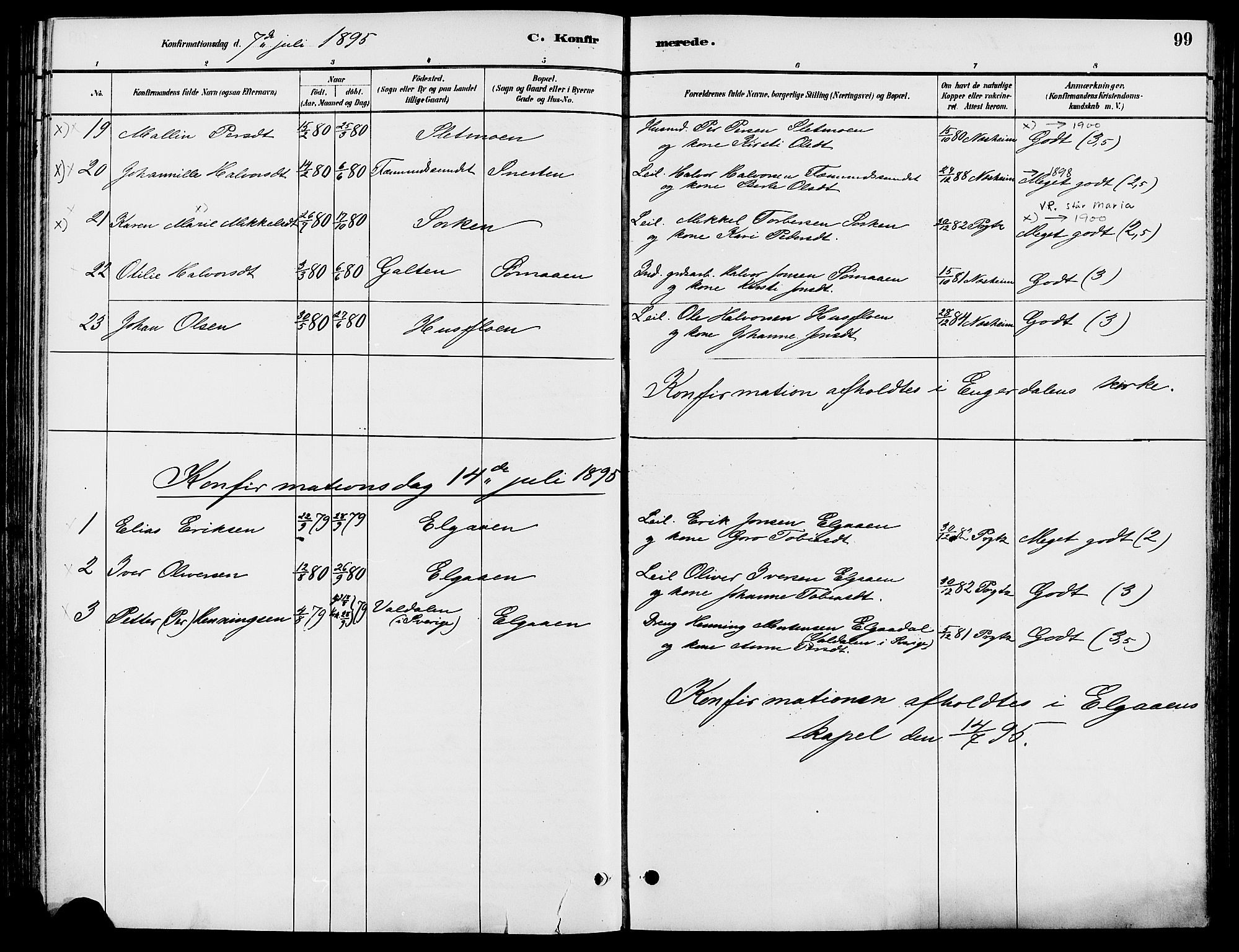 Engerdal prestekontor, AV/SAH-PREST-048/H/Ha/Haa/L0001: Parish register (official) no. 1, 1881-1898, p. 99