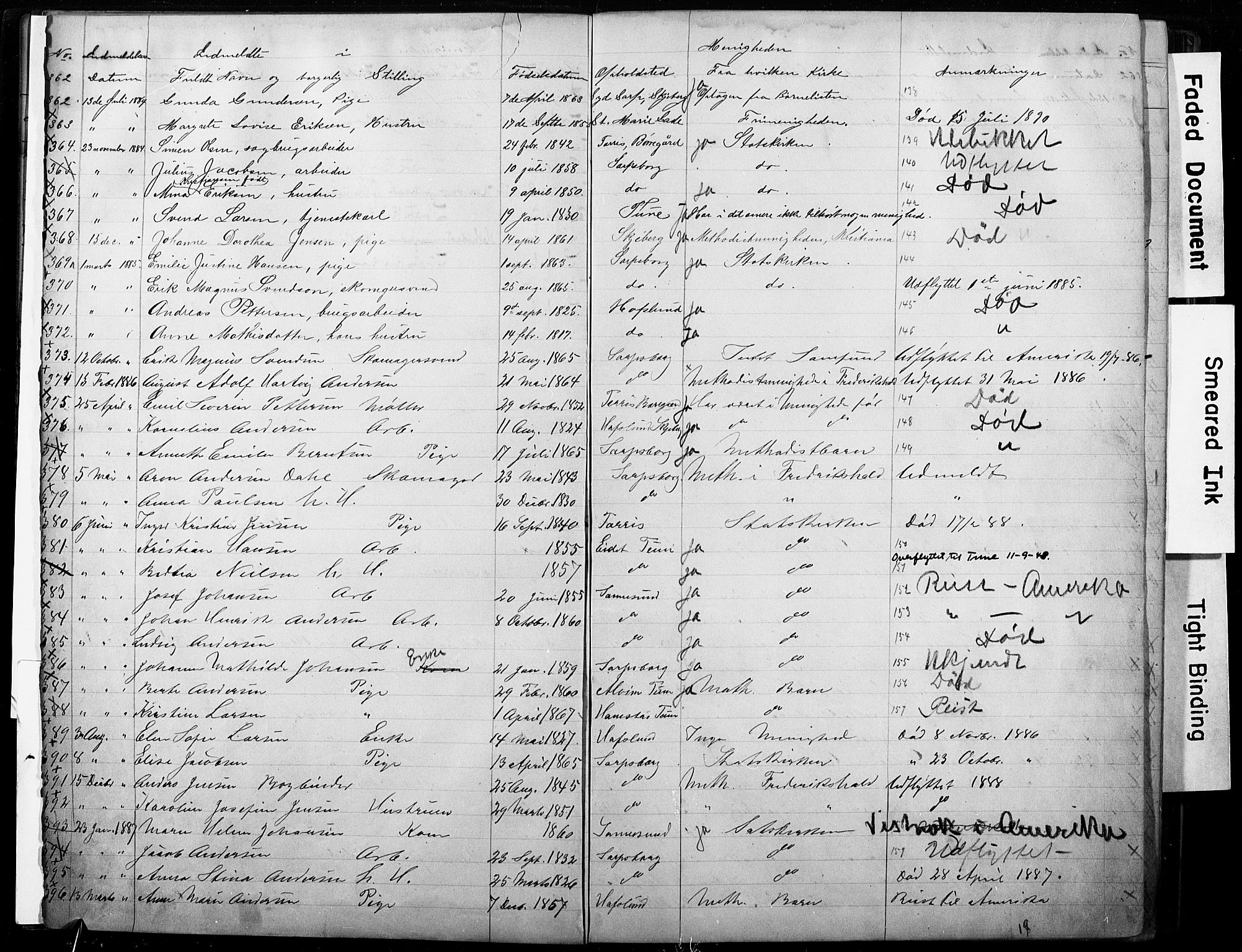 Sarpsborg metodistkirke, AV/SAO-PAO-0233/A/L0002: Dissenter register no. 2, 1856-1890