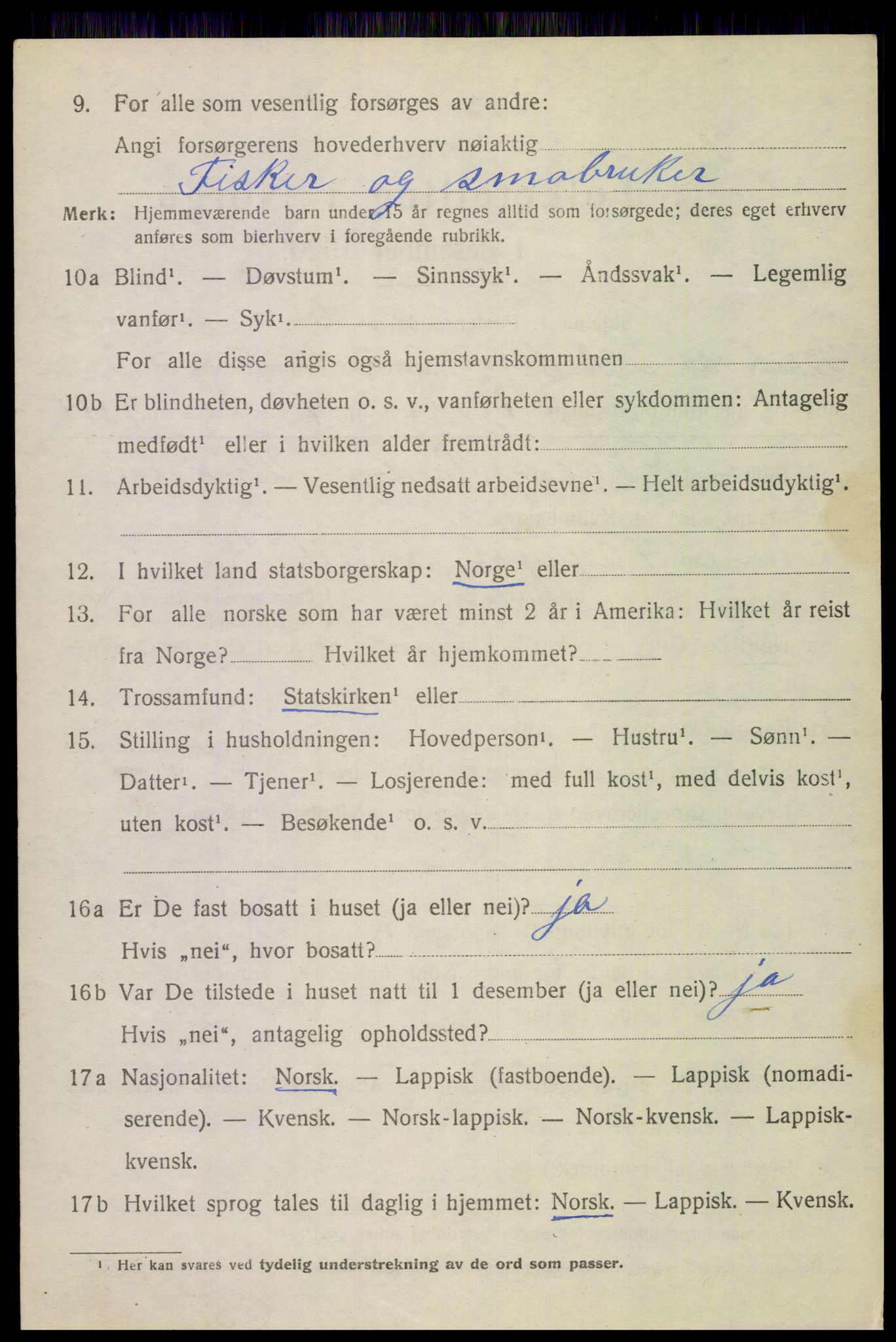 SAT, 1920 census for Bodin, 1920, p. 1957