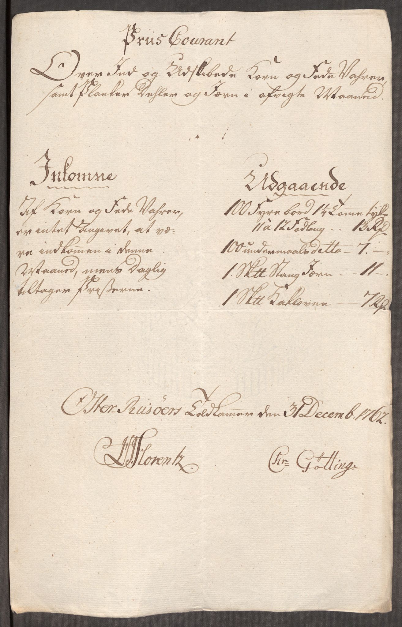 Rentekammeret inntil 1814, Realistisk ordnet avdeling, AV/RA-EA-4070/Oe/L0007: [Ø1]: Priskuranter, 1761-1763, p. 483