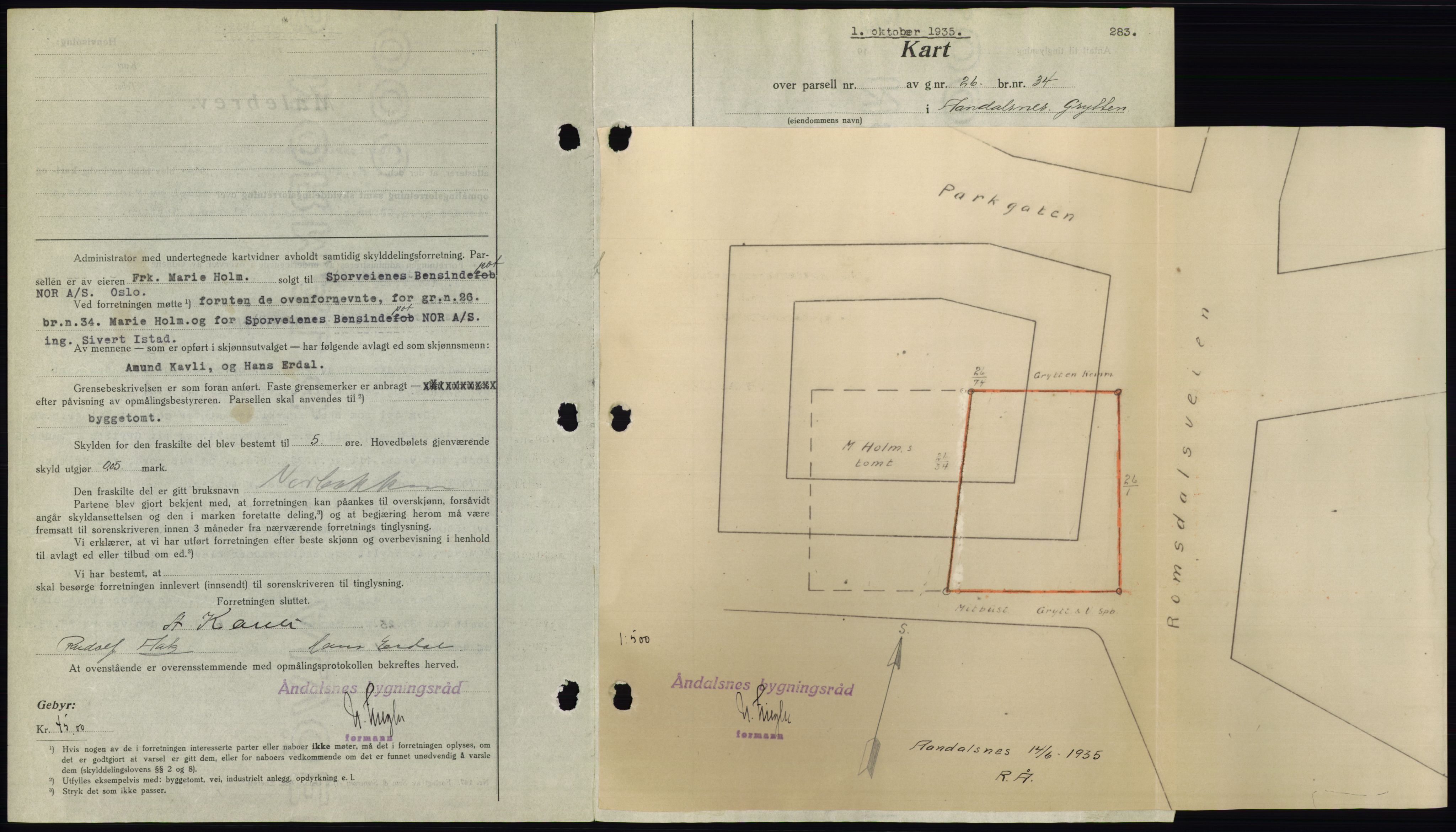 Romsdal sorenskriveri, AV/SAT-A-4149/1/2/2C/L0067: Mortgage book no. 61, 1935-1935, Deed date: 01.10.1935