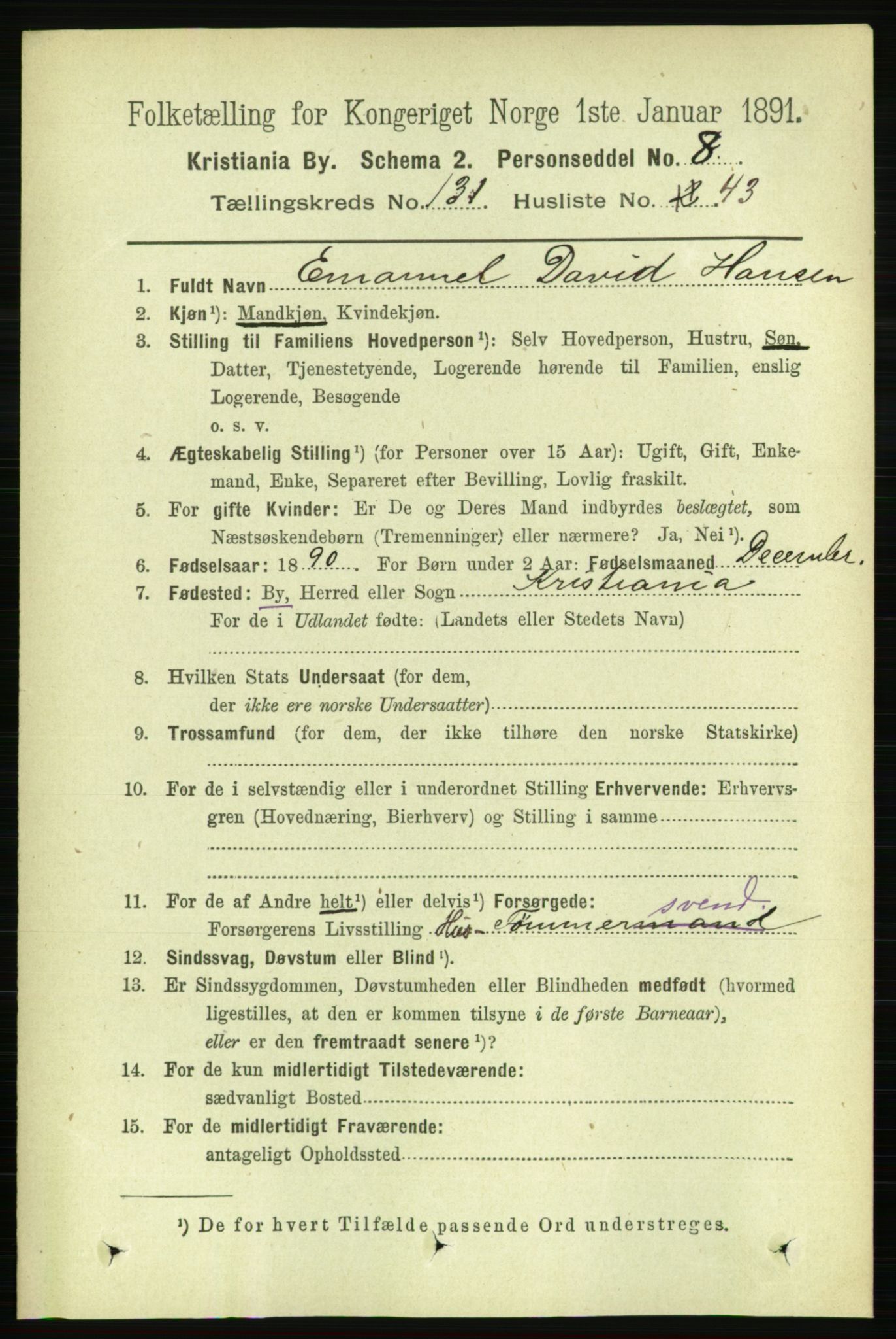 RA, 1891 census for 0301 Kristiania, 1891, p. 71326