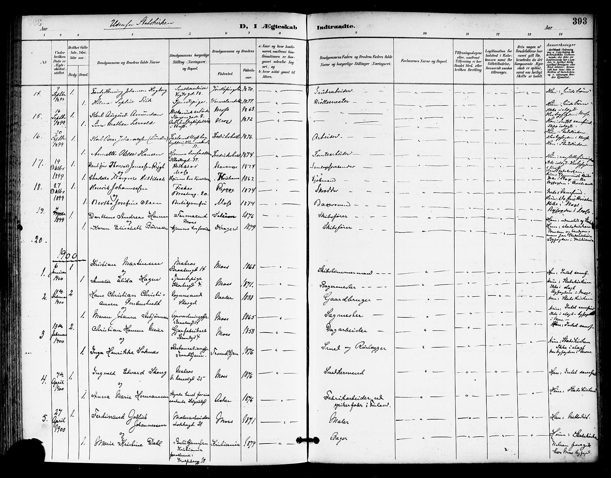 Moss prestekontor Kirkebøker, AV/SAO-A-2003/F/Fb/L0003: Parish register (official) no. II 3, 1894-1901, p. 393