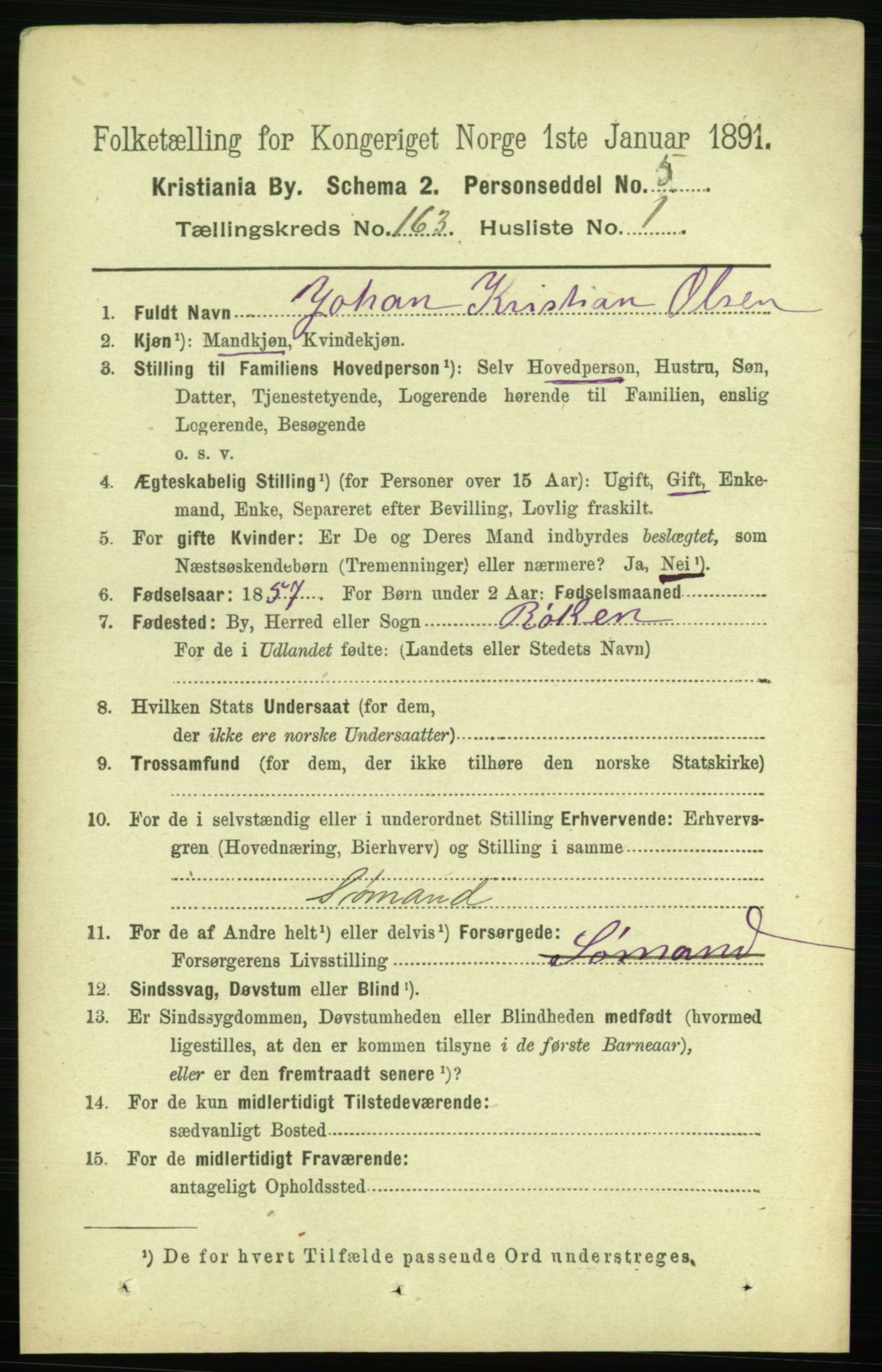 RA, 1891 census for 0301 Kristiania, 1891, p. 93493