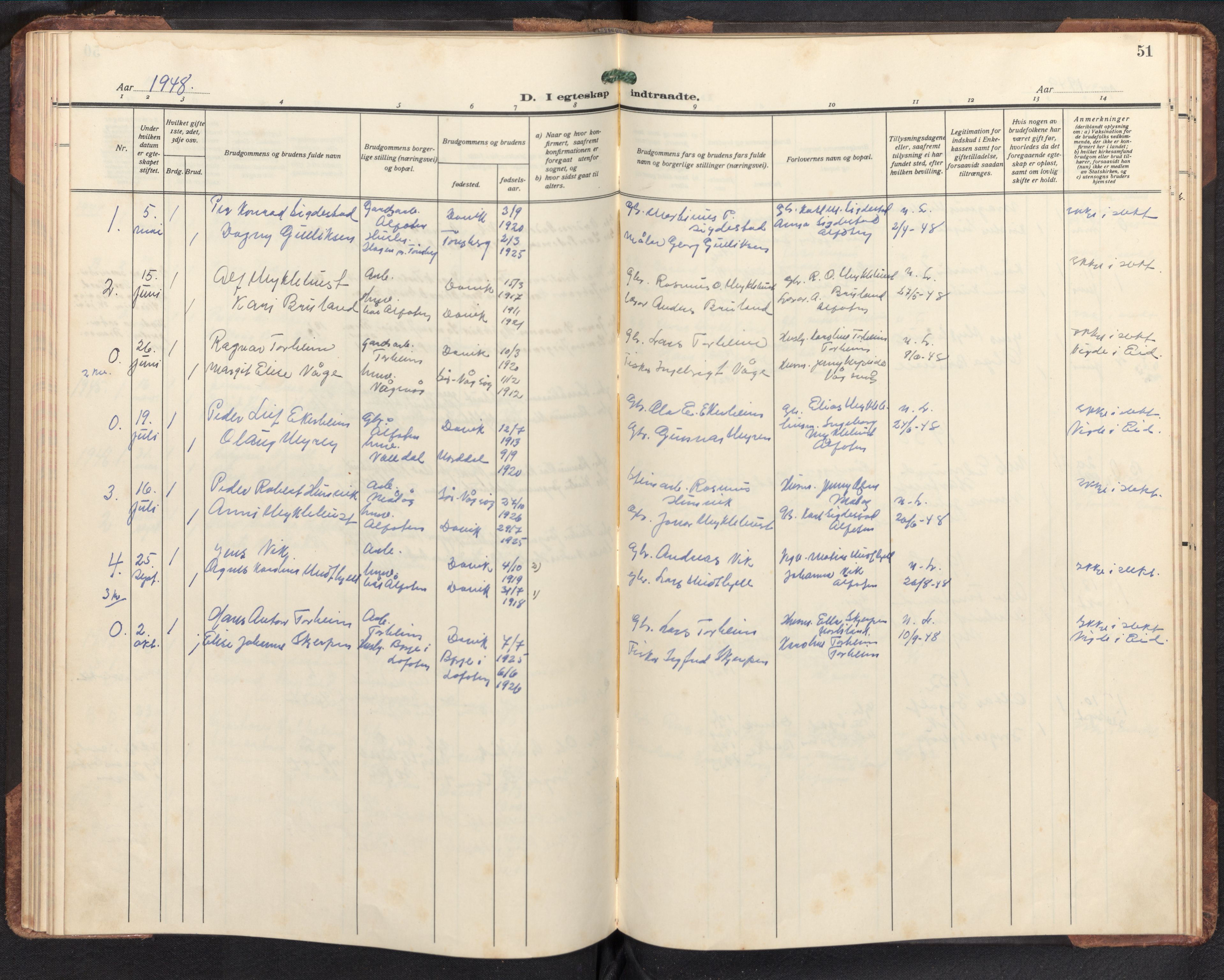 Davik sokneprestembete, AV/SAB-A-79701/H/Haa/Haae/L0003: Parish register (official) no. E 3, 1938-1965, p. 51