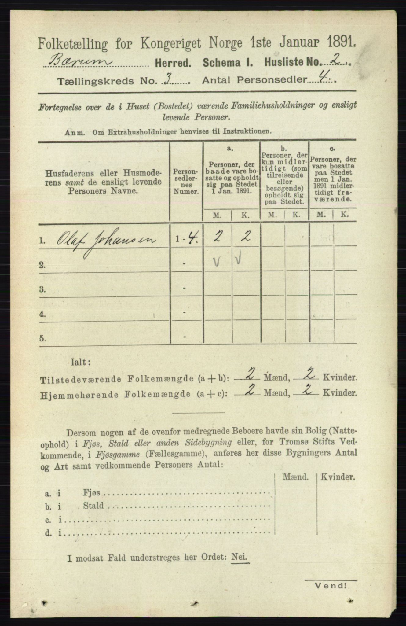 RA, 1891 census for 0219 Bærum, 1891, p. 1903