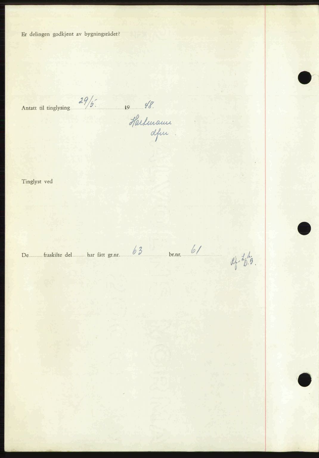 Sør-Gudbrandsdal tingrett, SAH/TING-004/H/Hb/Hbd/L0022: Mortgage book no. A22, 1948-1948, Diary no: : 1249/1948