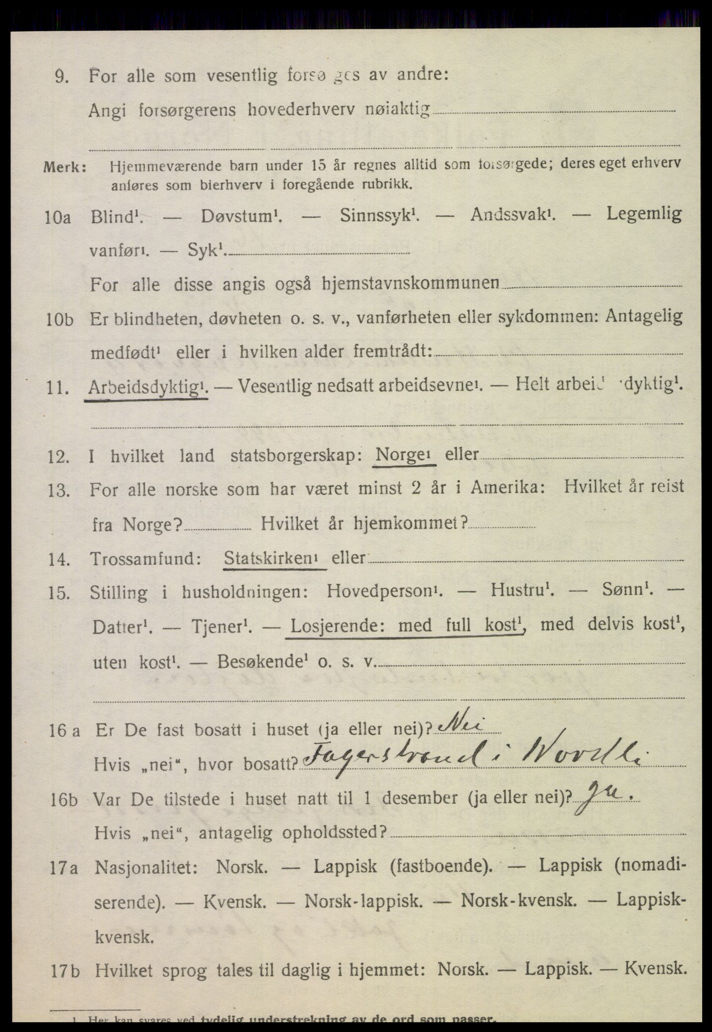 SAT, 1920 census for Nordli, 1920, p. 1654