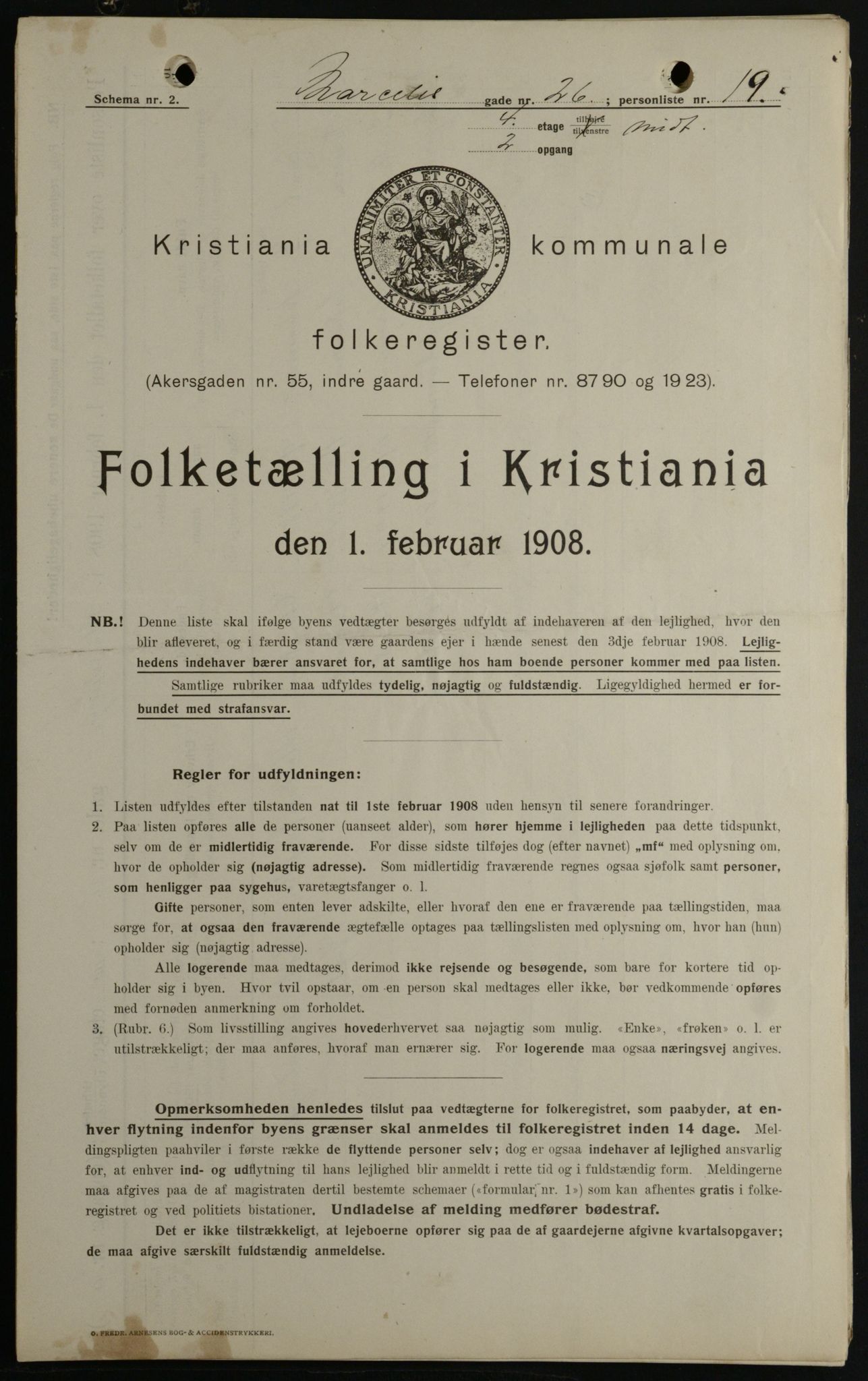 OBA, Municipal Census 1908 for Kristiania, 1908, p. 57813