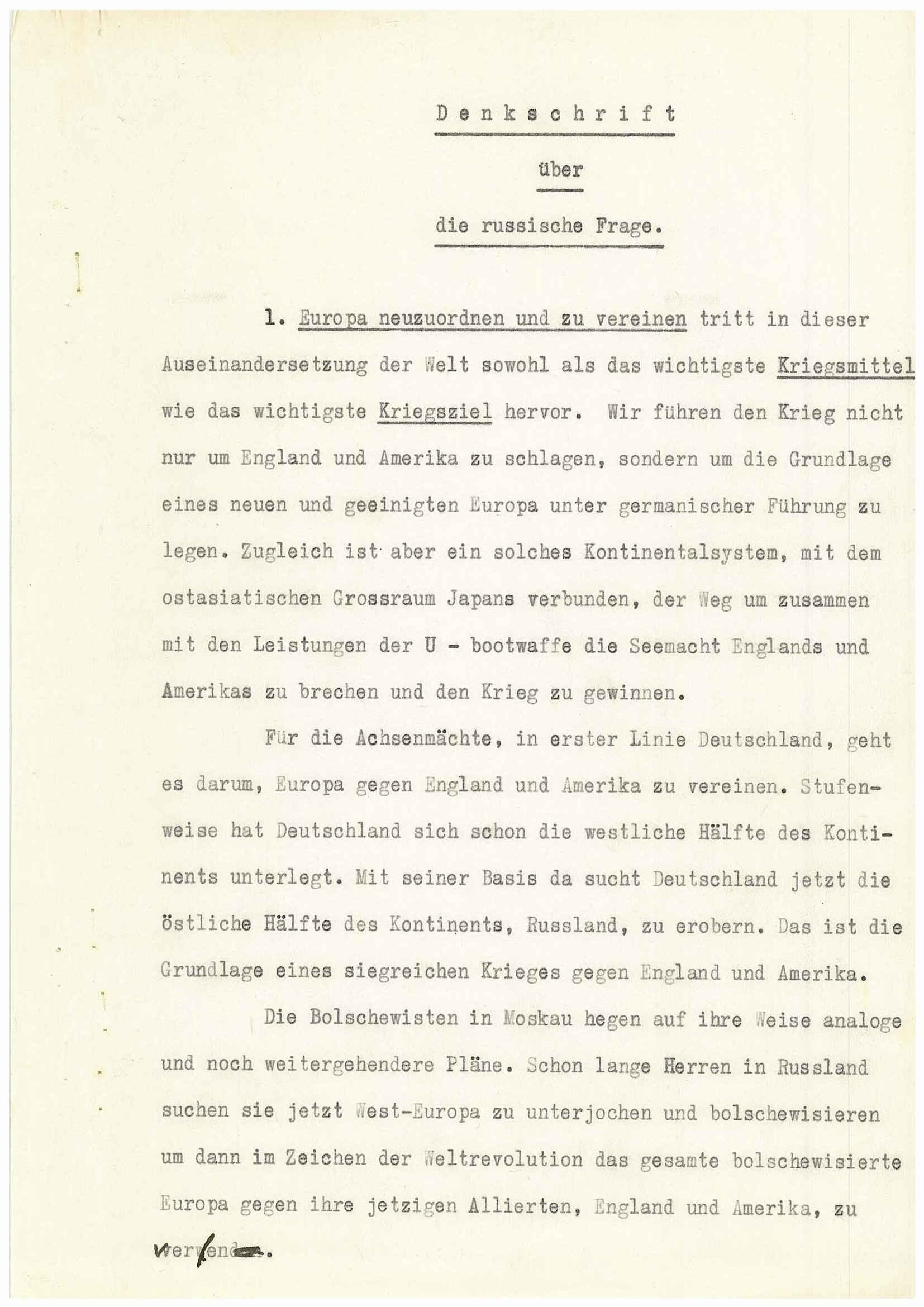 Førerens og ministerpresidentens kanselli. Utenriksavdelingen, RA/S-3485/D/L0026/0007: -- / "Denkschrift über die russische Frage" av Vidkun Quisling. Udatert., p. 2