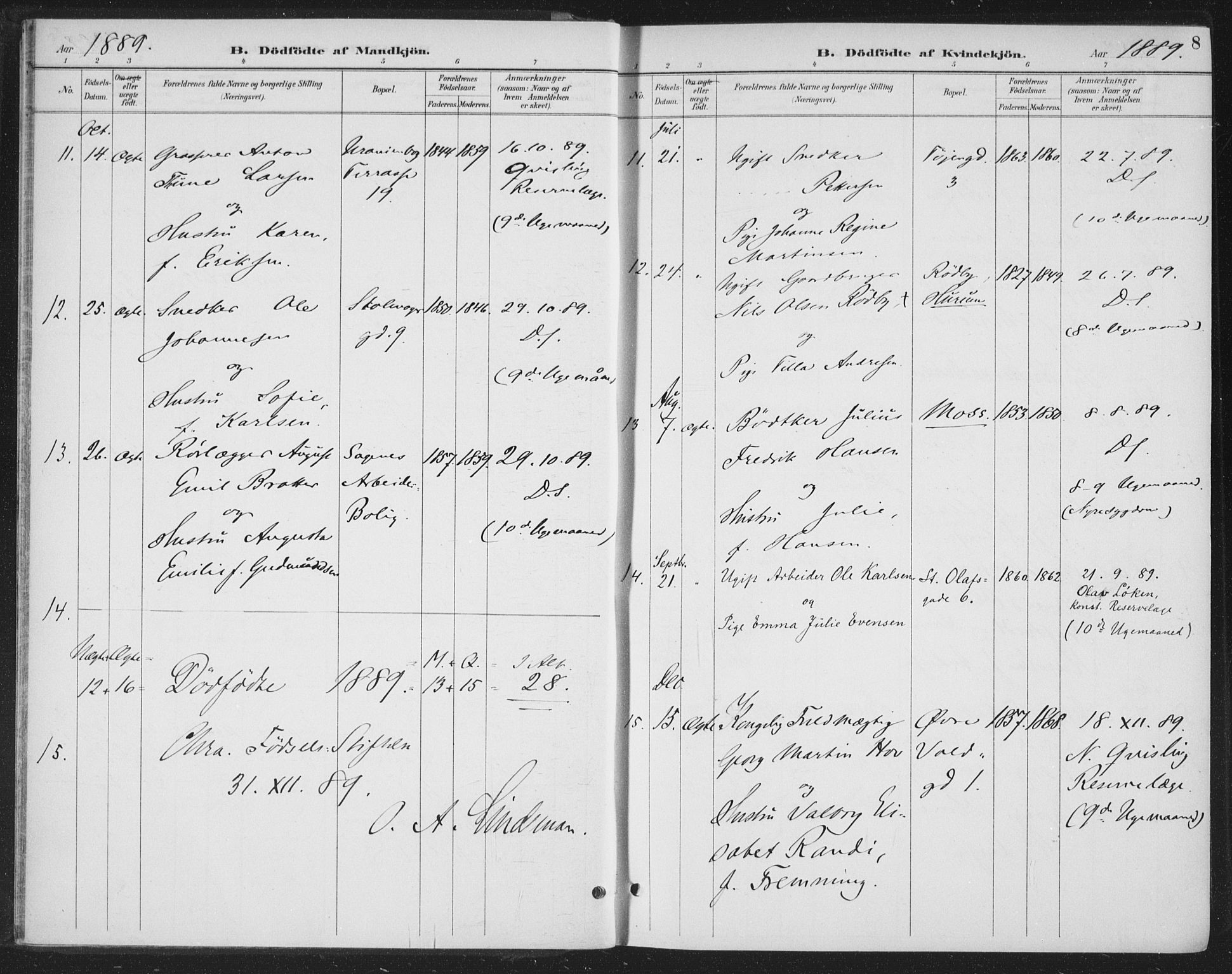 Rikshospitalet prestekontor Kirkebøker, AV/SAO-A-10309b/F/L0010: Parish register (official) no. 10, 1888-1912, p. 8