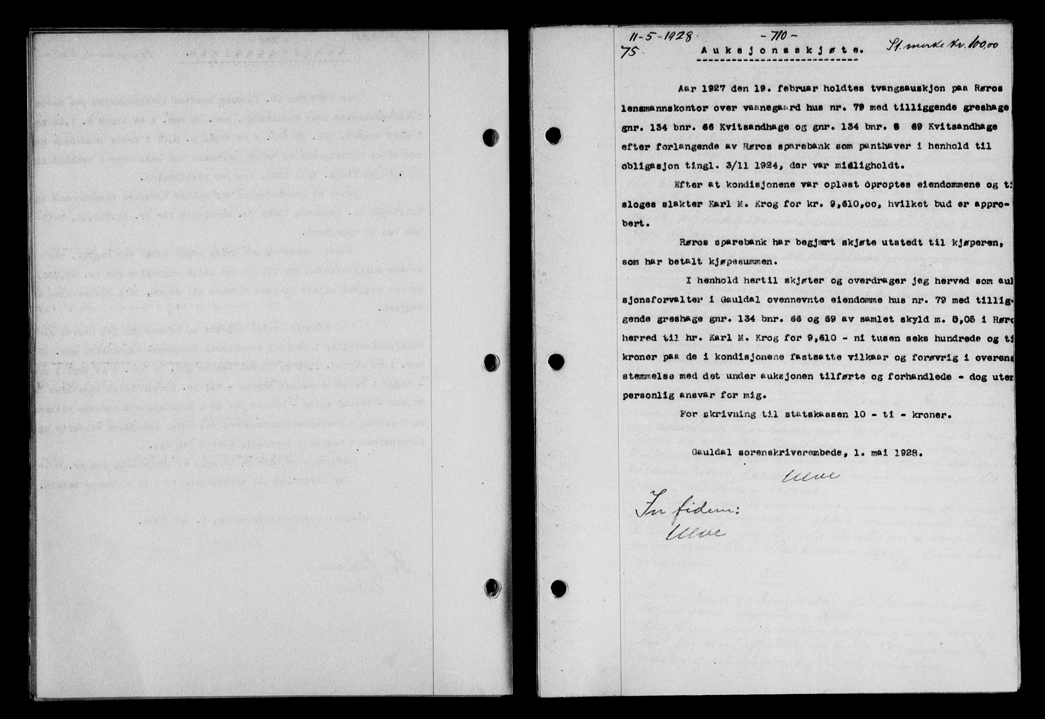 Gauldal sorenskriveri, SAT/A-0014/1/2/2C/L0036: Mortgage book no. 37, 1927-1928, Deed date: 11.05.1928