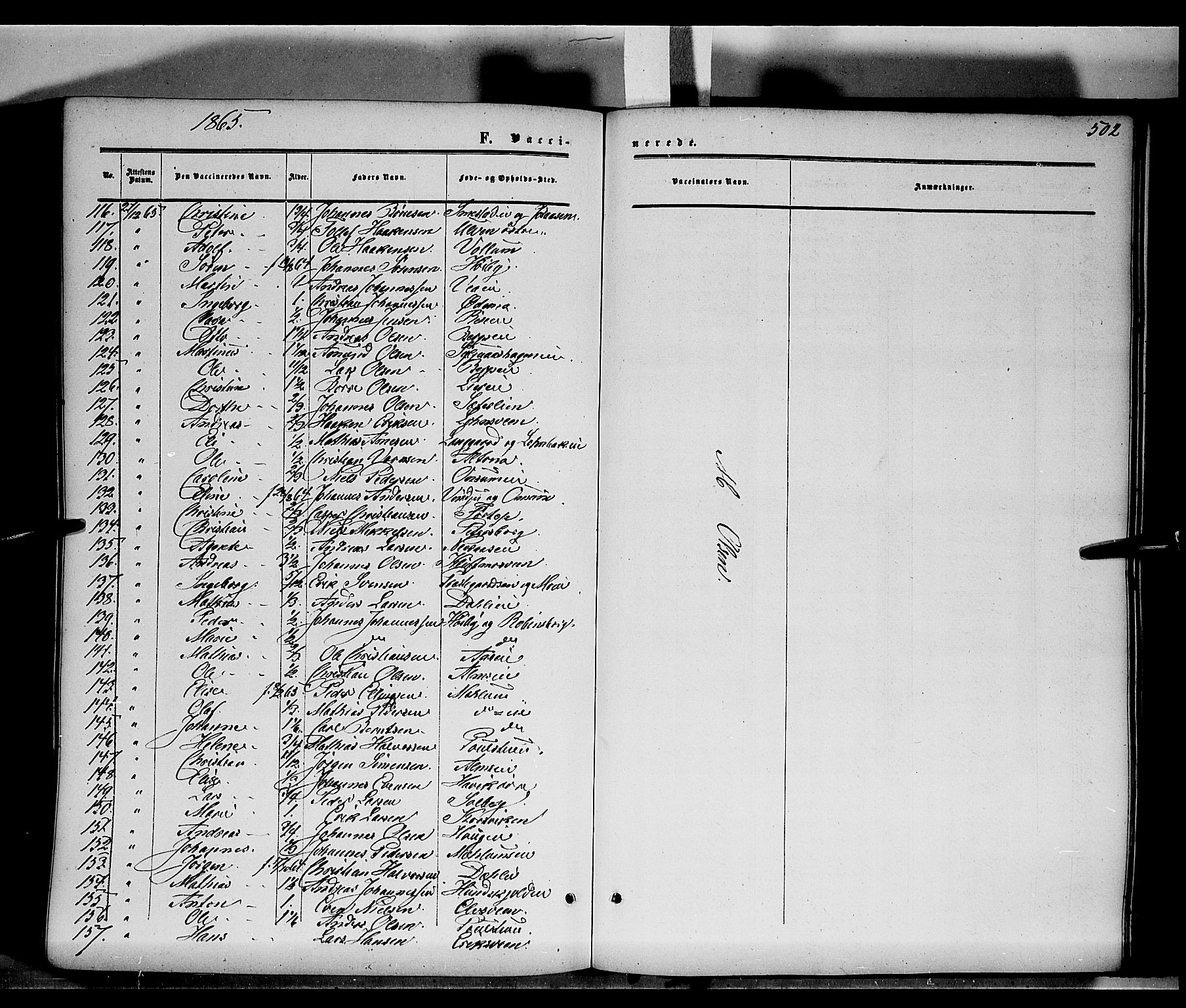 Ringsaker prestekontor, AV/SAH-PREST-014/K/Ka/L0010: Parish register (official) no. 10, 1861-1869, p. 502