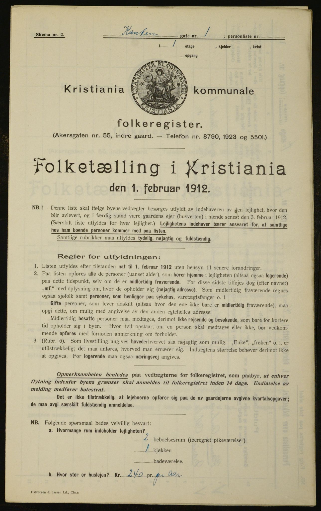 OBA, Municipal Census 1912 for Kristiania, 1912, p. 48444