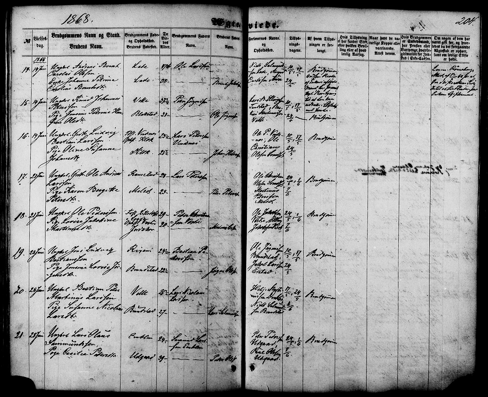 Ministerialprotokoller, klokkerbøker og fødselsregistre - Møre og Romsdal, AV/SAT-A-1454/522/L0314: Parish register (official) no. 522A09, 1863-1877, p. 204