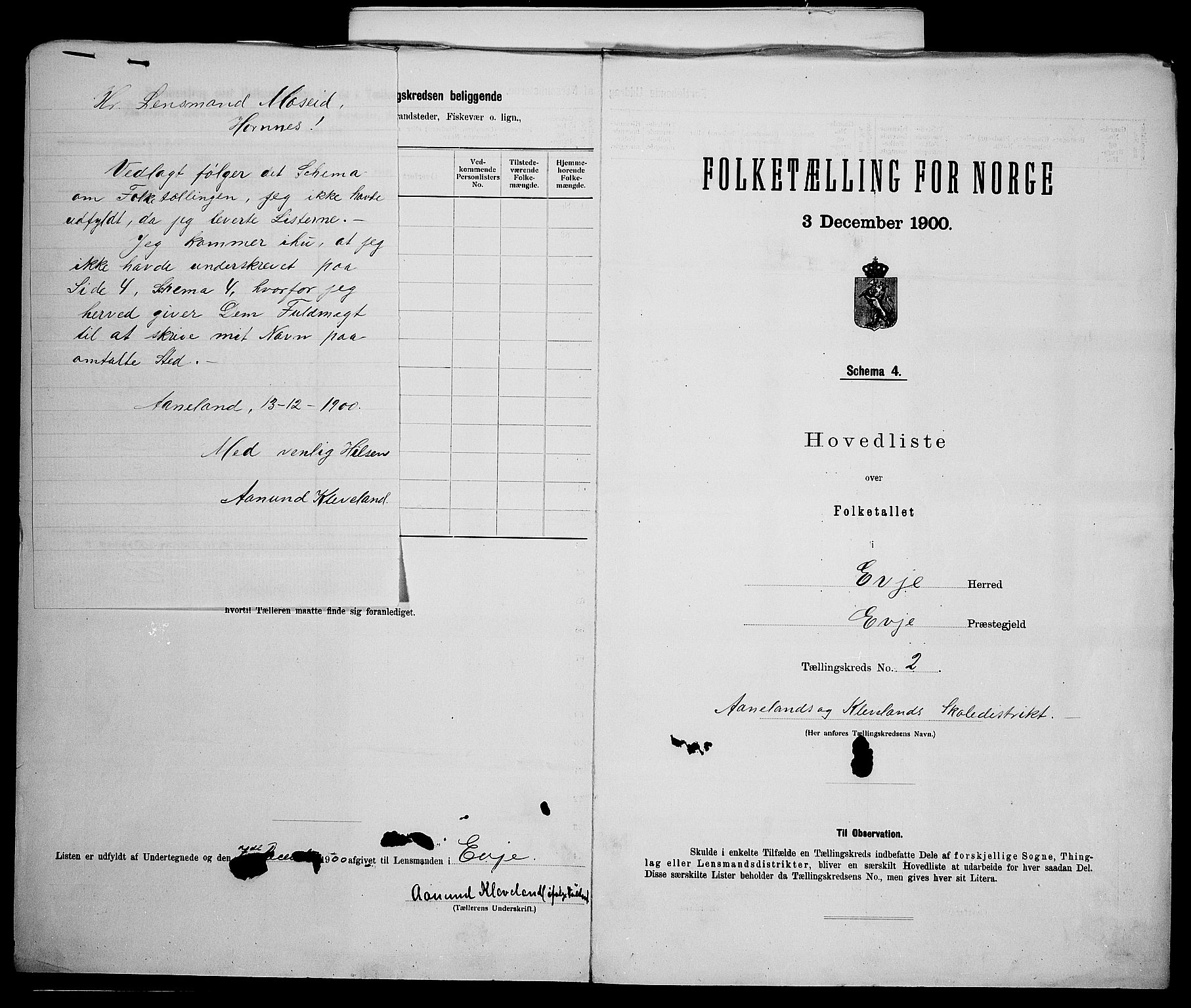 SAK, 1900 census for Evje, 1900, p. 11