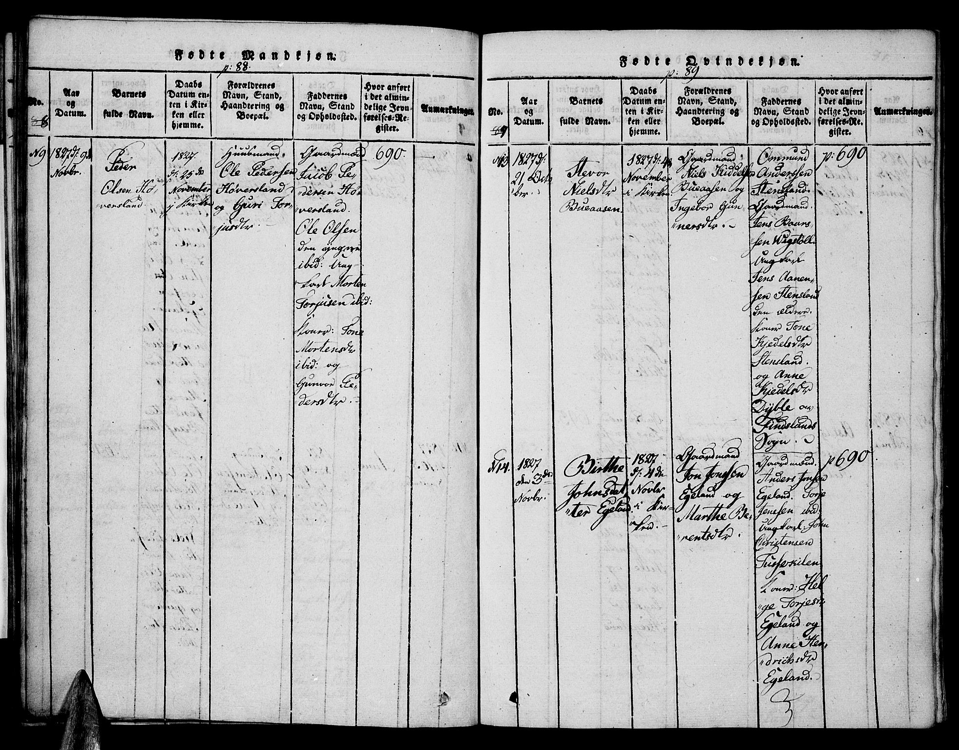 Vennesla sokneprestkontor, AV/SAK-1111-0045/Fa/Faa/L0003: Parish register (official) no. A 3, 1820-1834, p. 88-89