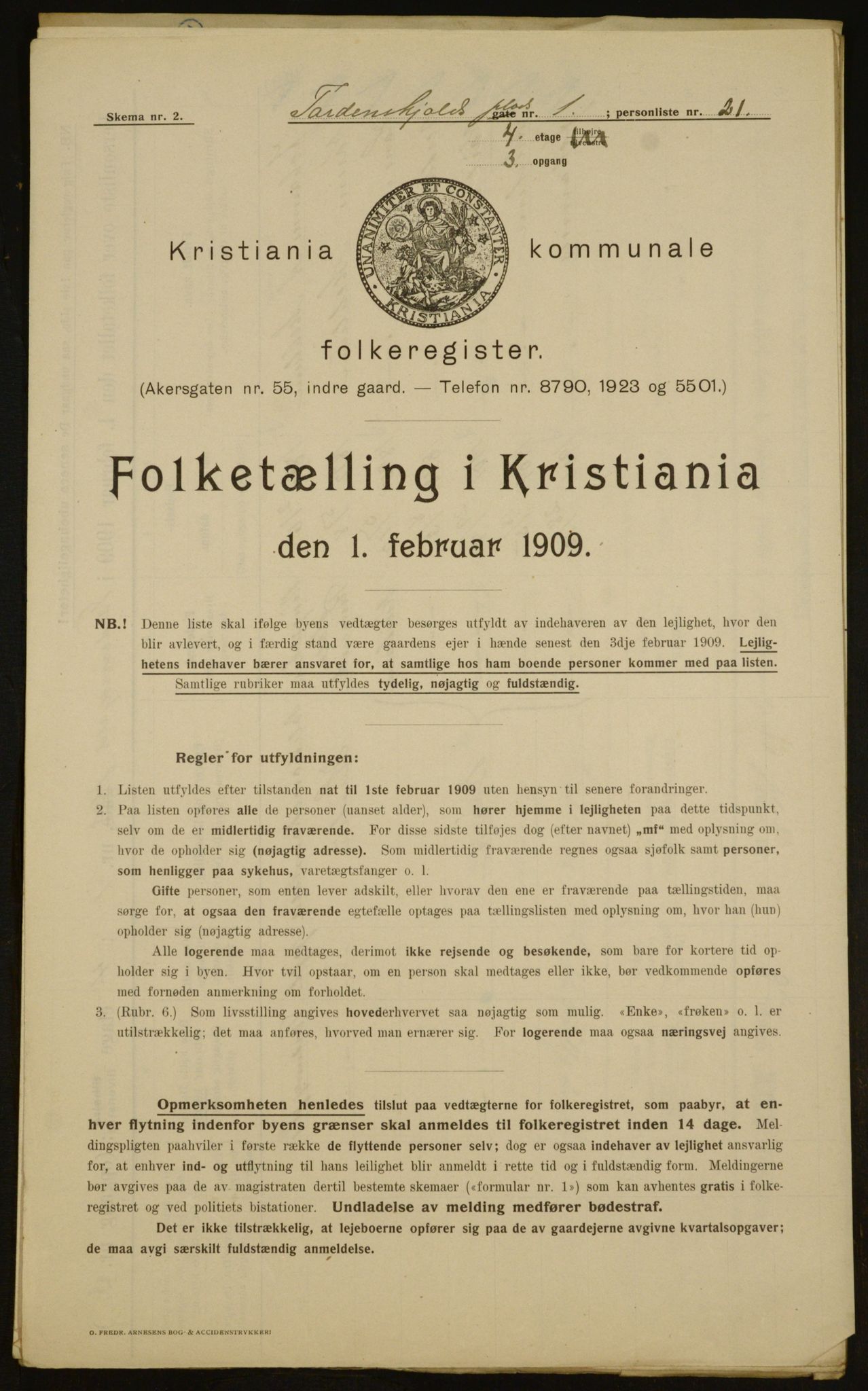 OBA, Municipal Census 1909 for Kristiania, 1909, p. 103220