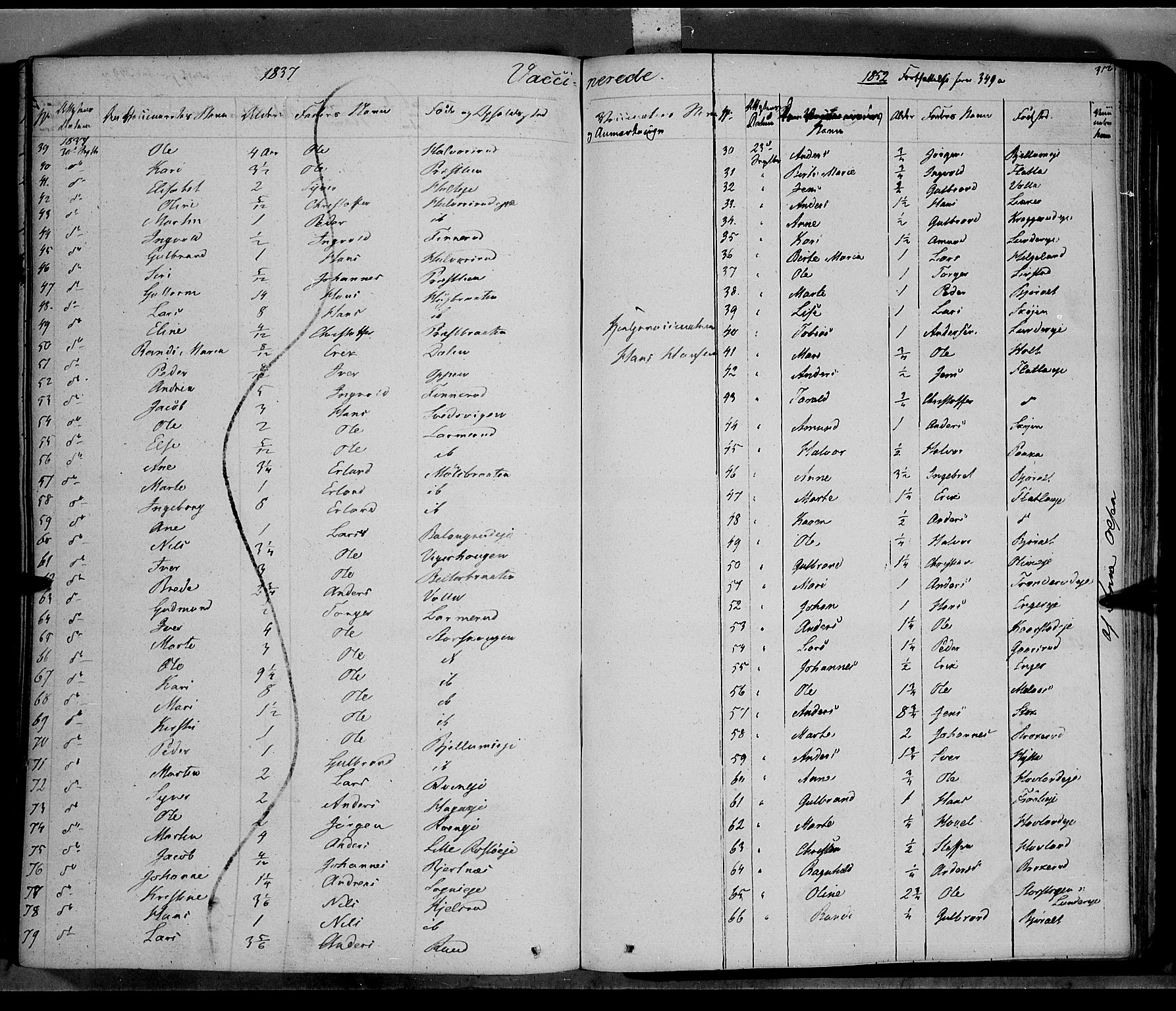Jevnaker prestekontor, SAH/PREST-116/H/Ha/Haa/L0006: Parish register (official) no. 6, 1837-1857, p. 312
