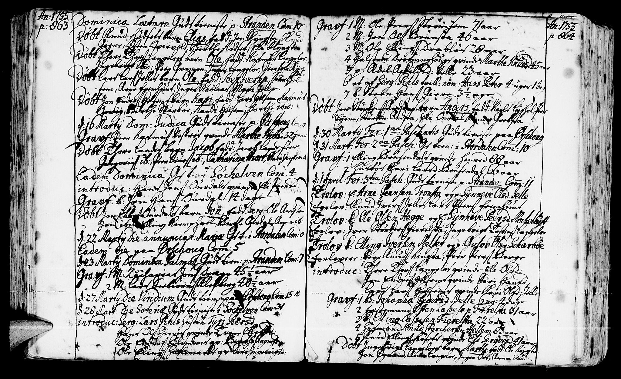 Ministerialprotokoller, klokkerbøker og fødselsregistre - Møre og Romsdal, AV/SAT-A-1454/522/L0307: Parish register (official) no. 522A02, 1743-1773, p. 863-864