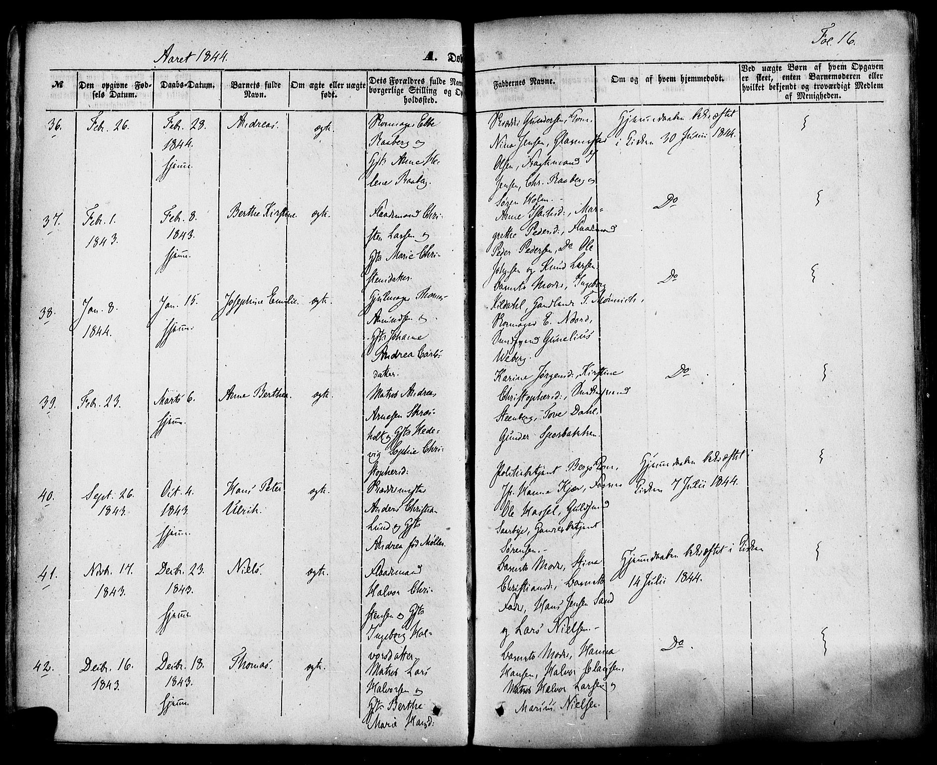 Skien kirkebøker, AV/SAKO-A-302/F/Fa/L0006a: Parish register (official) no. 6A, 1843-1856, p. 16