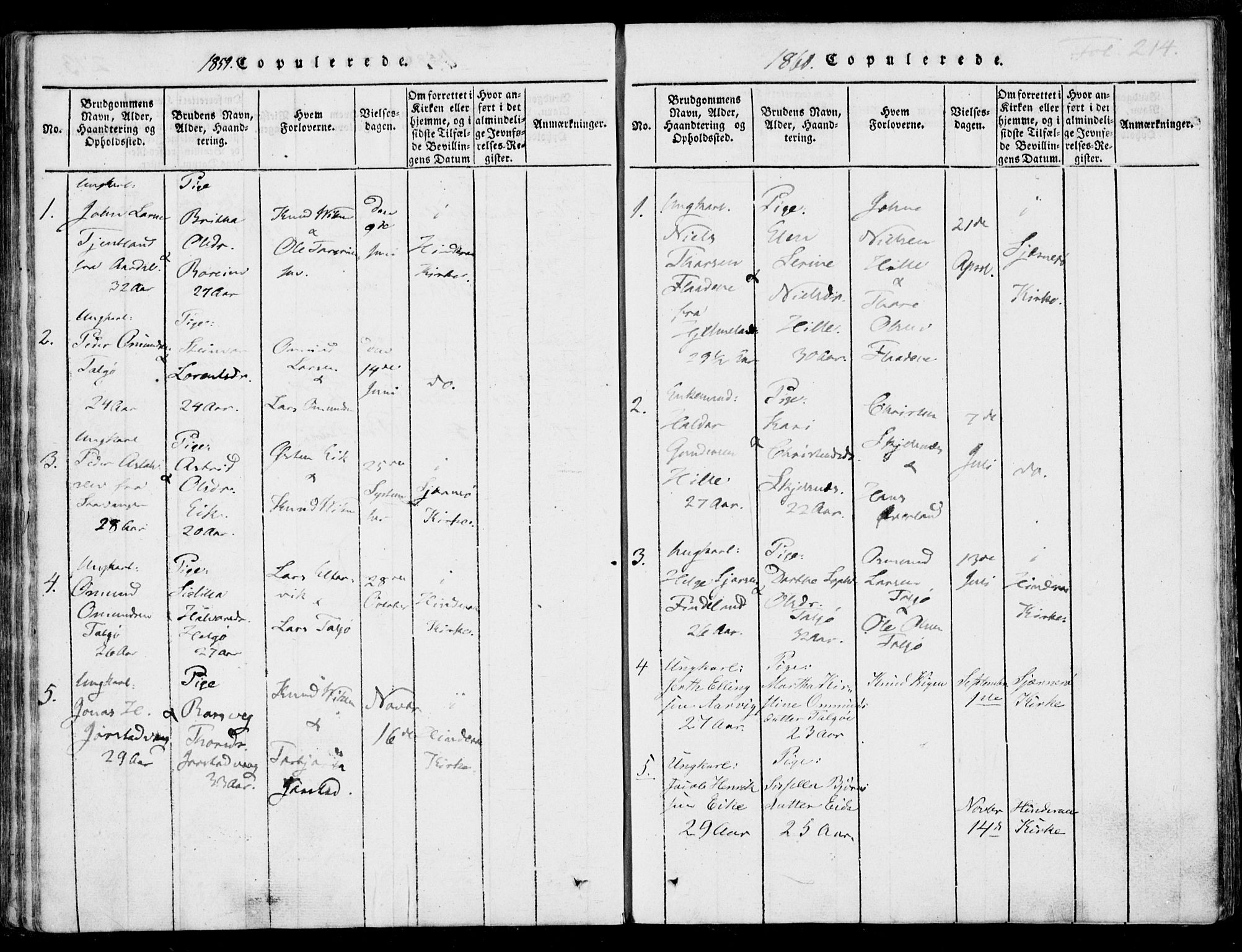 Nedstrand sokneprestkontor, AV/SAST-A-101841/01/IV: Parish register (official) no. A 7, 1816-1870, p. 214