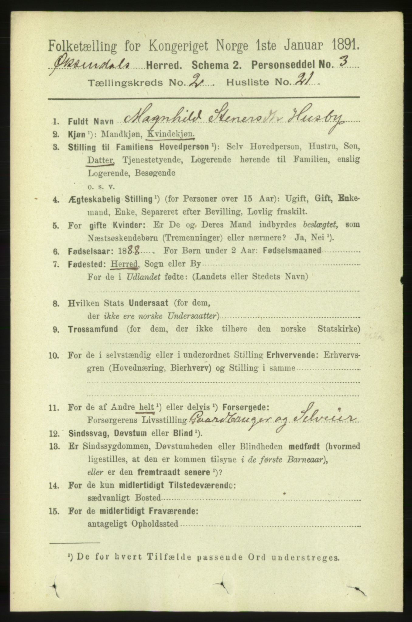 RA, 1891 census for 1561 Øksendal, 1891, p. 369