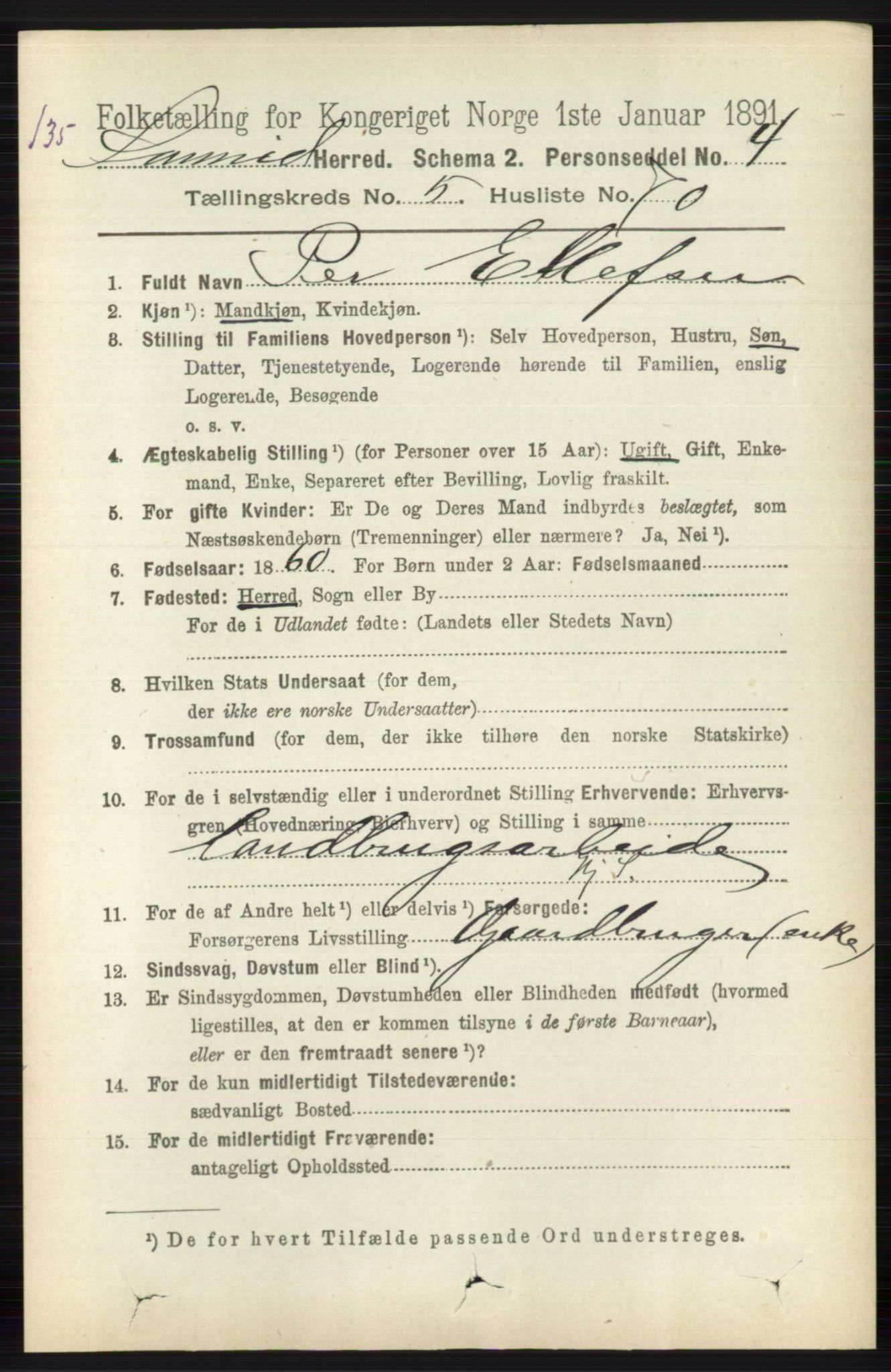 RA, 1891 census for 0816 Sannidal, 1891, p. 2470