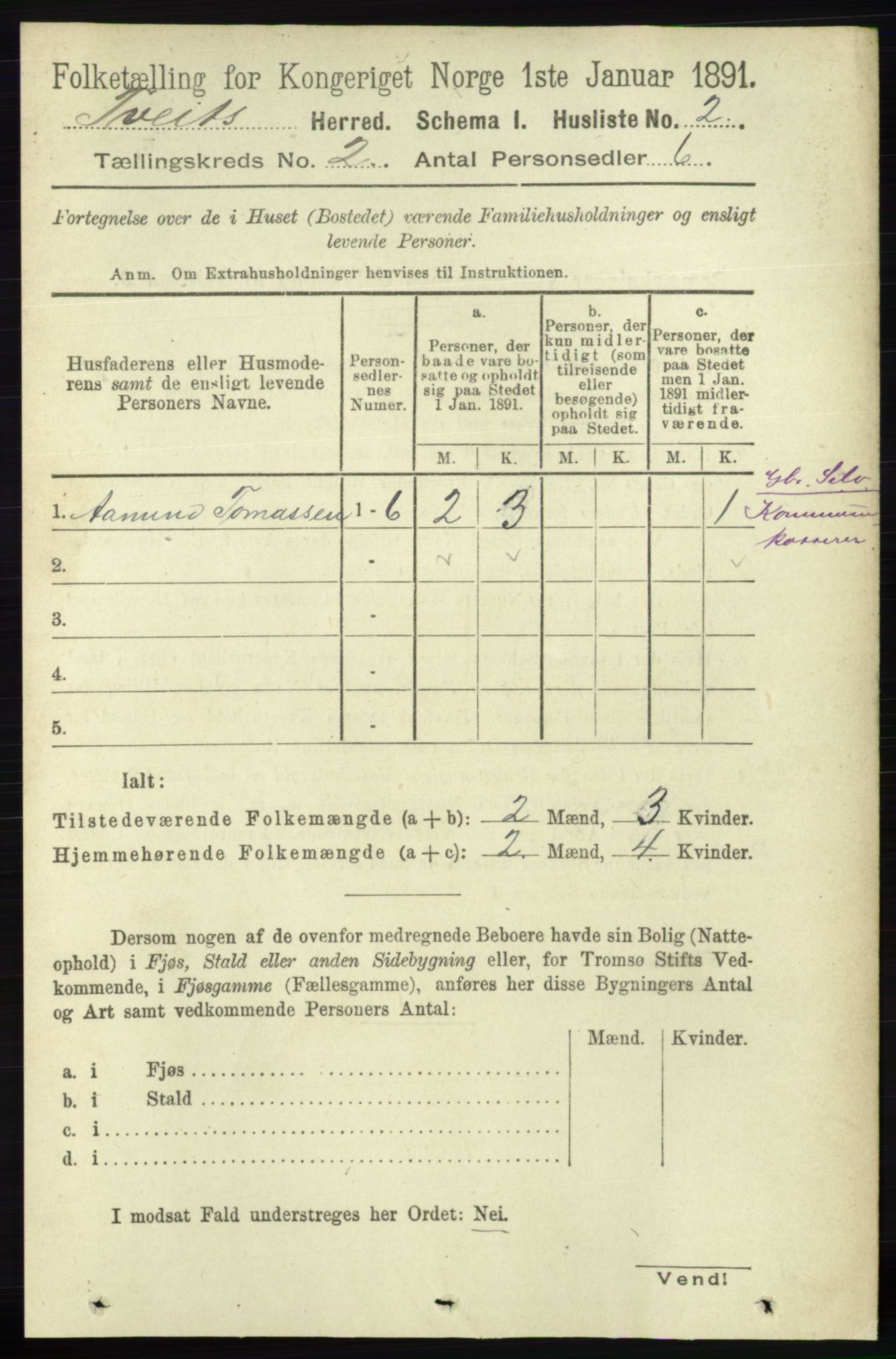 RA, 1891 census for 1013 Tveit, 1891, p. 415