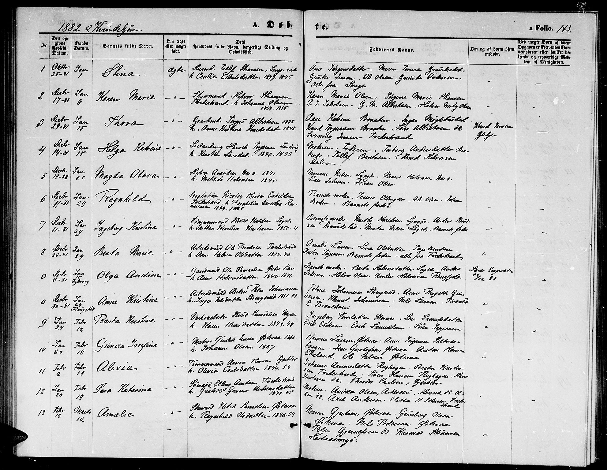 Holt sokneprestkontor, SAK/1111-0021/F/Fb/L0009: Parish register (copy) no. B 9, 1871-1883, p. 143