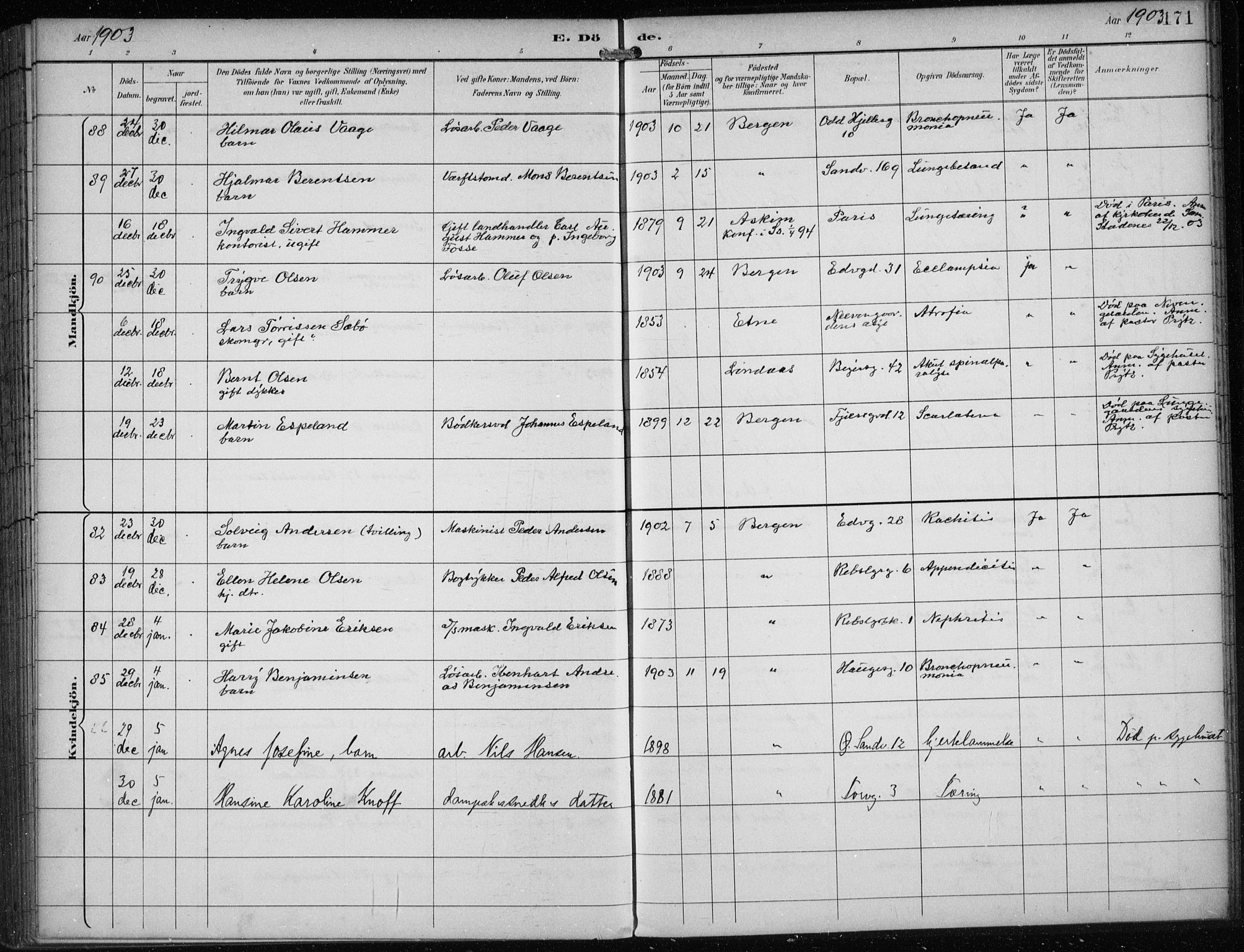 Sandviken Sokneprestembete, SAB/A-77601/H/Ha/L0018: Parish register (official) no. E 1, 1893-1905, p. 171