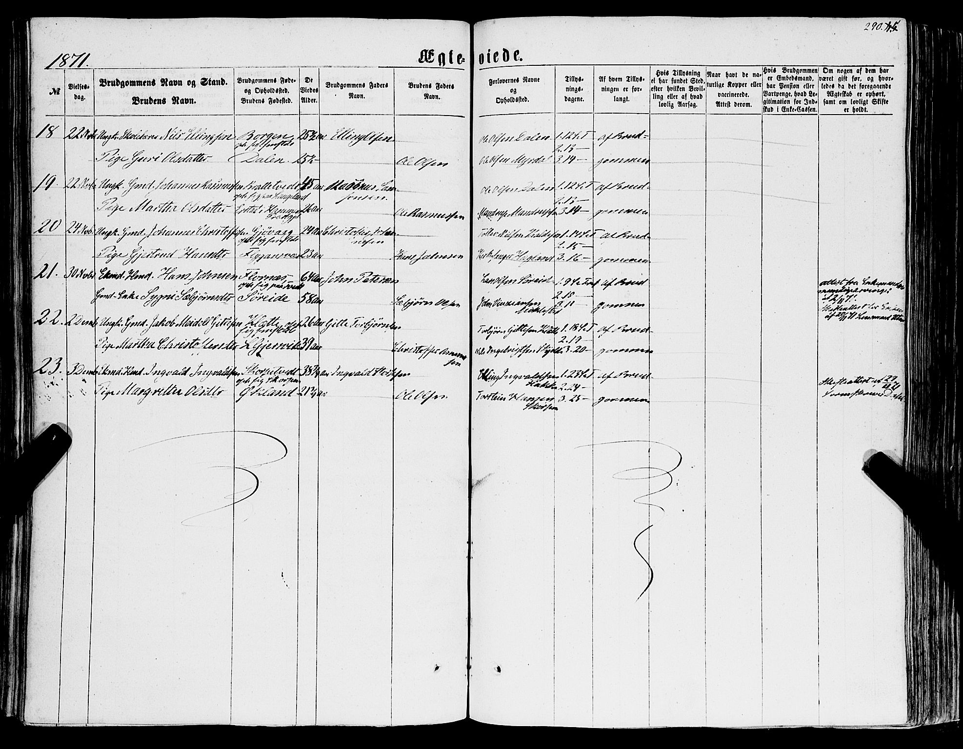 Tysnes sokneprestembete, AV/SAB-A-78601/H/Haa: Parish register (official) no. A 11, 1860-1871, p. 290