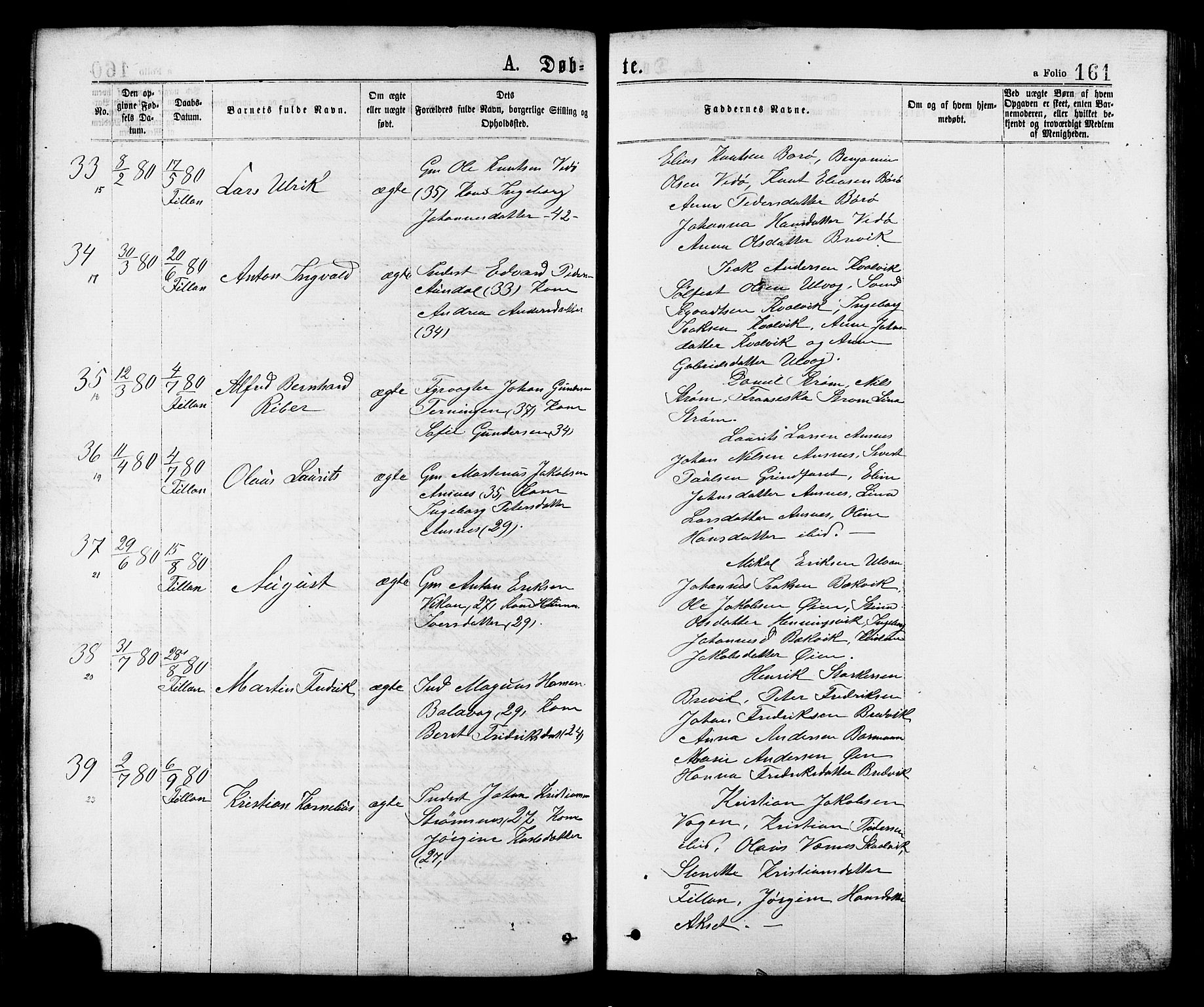 Ministerialprotokoller, klokkerbøker og fødselsregistre - Sør-Trøndelag, SAT/A-1456/634/L0532: Parish register (official) no. 634A08, 1871-1881, p. 161