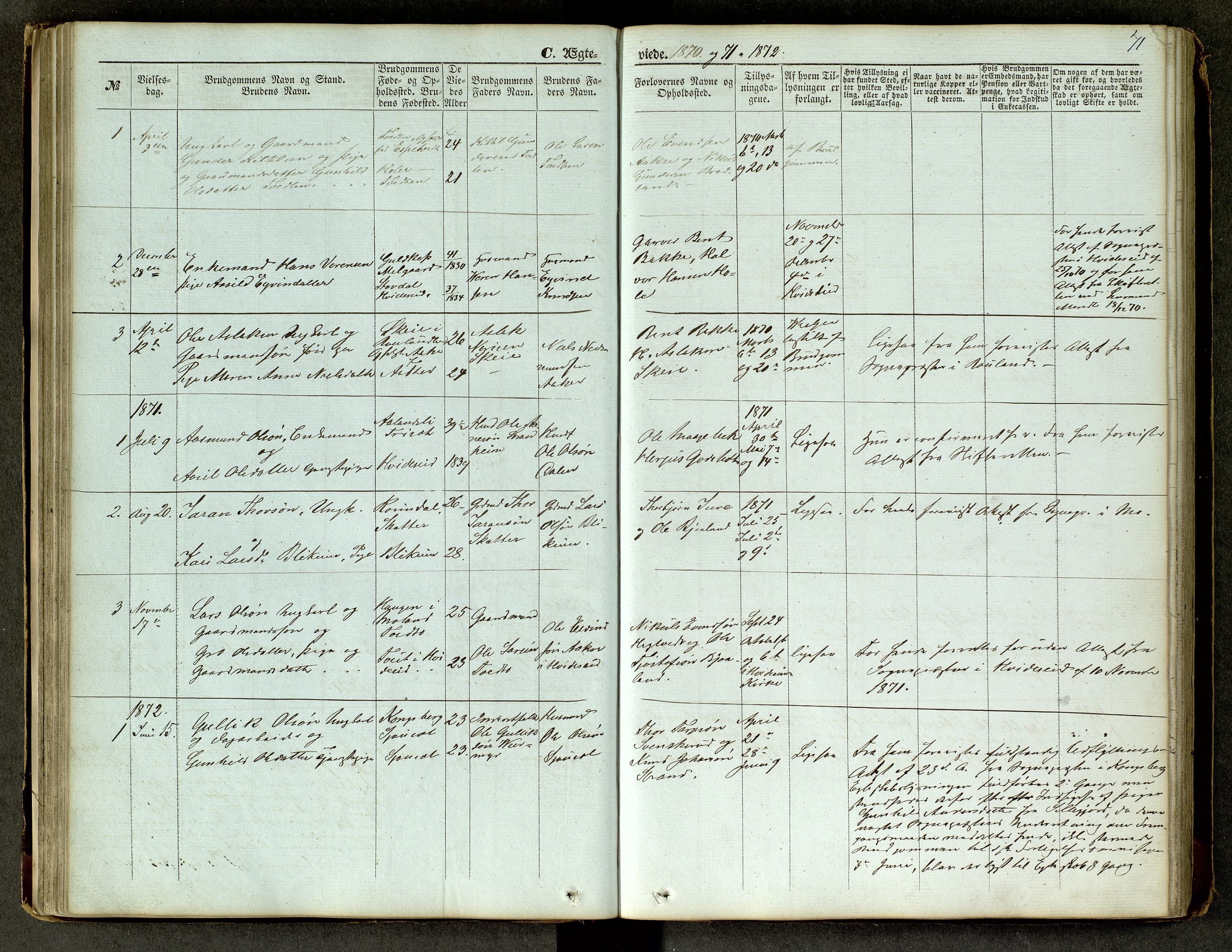 Lårdal kirkebøker, SAKO/A-284/G/Ga/L0002: Parish register (copy) no. I 2, 1861-1890, p. 71