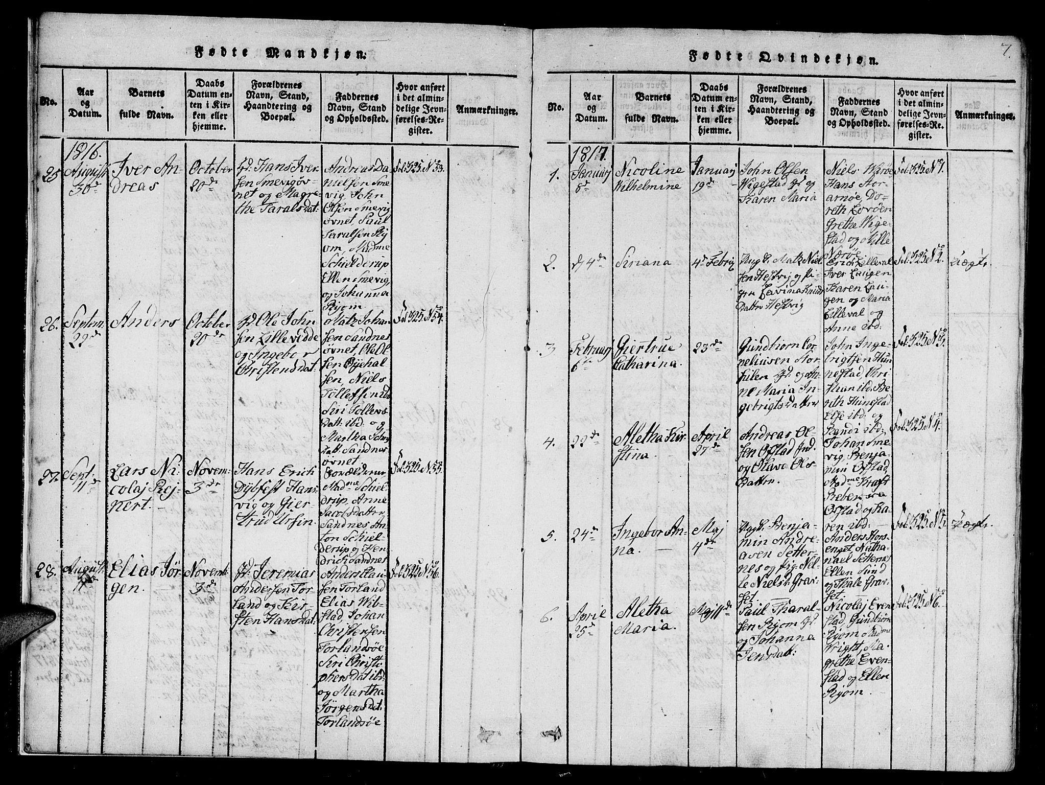 Ministerialprotokoller, klokkerbøker og fødselsregistre - Nord-Trøndelag, SAT/A-1458/784/L0667: Parish register (official) no. 784A03 /1, 1816-1829, p. 7