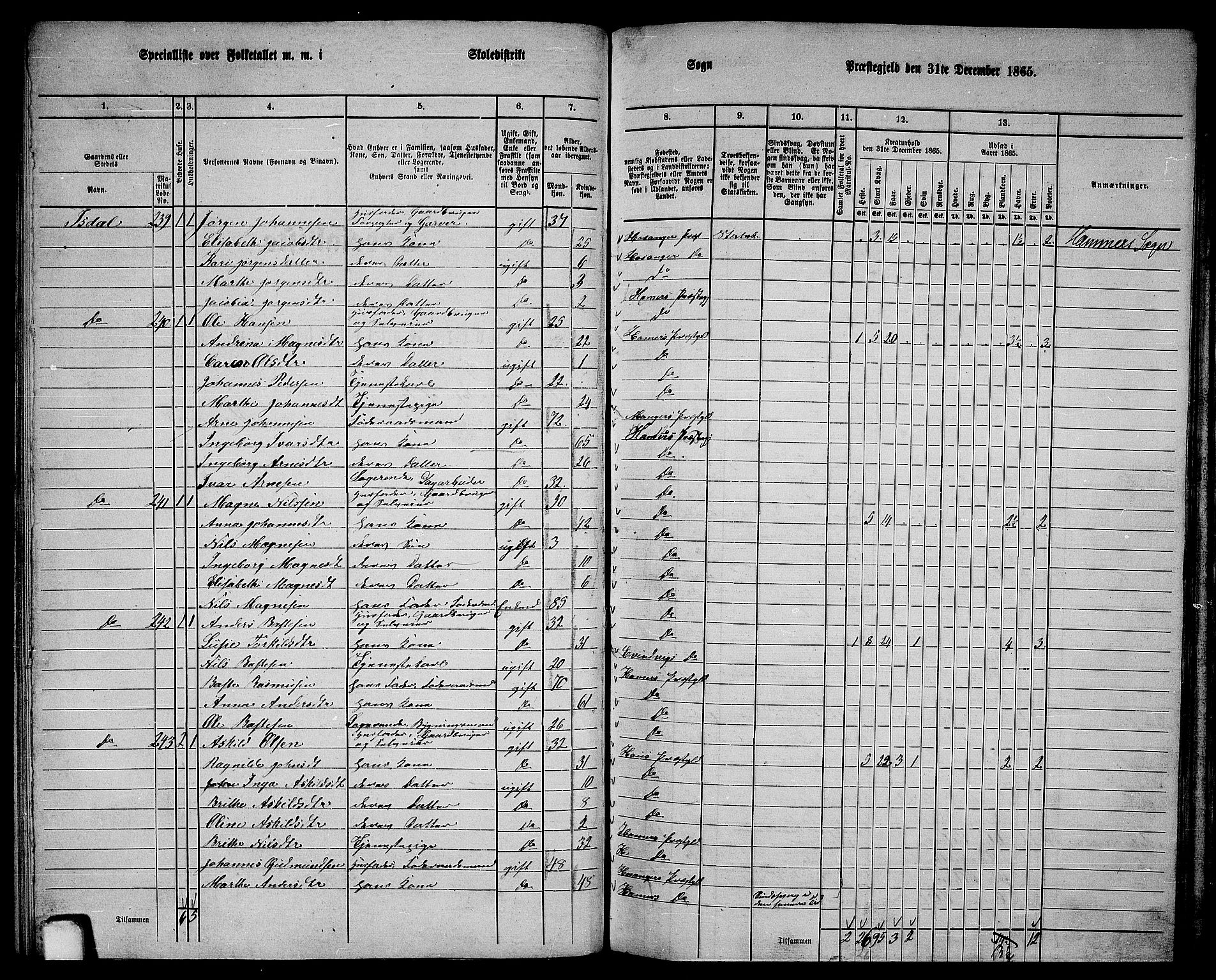 RA, 1865 census for Hamre, 1865, p. 86