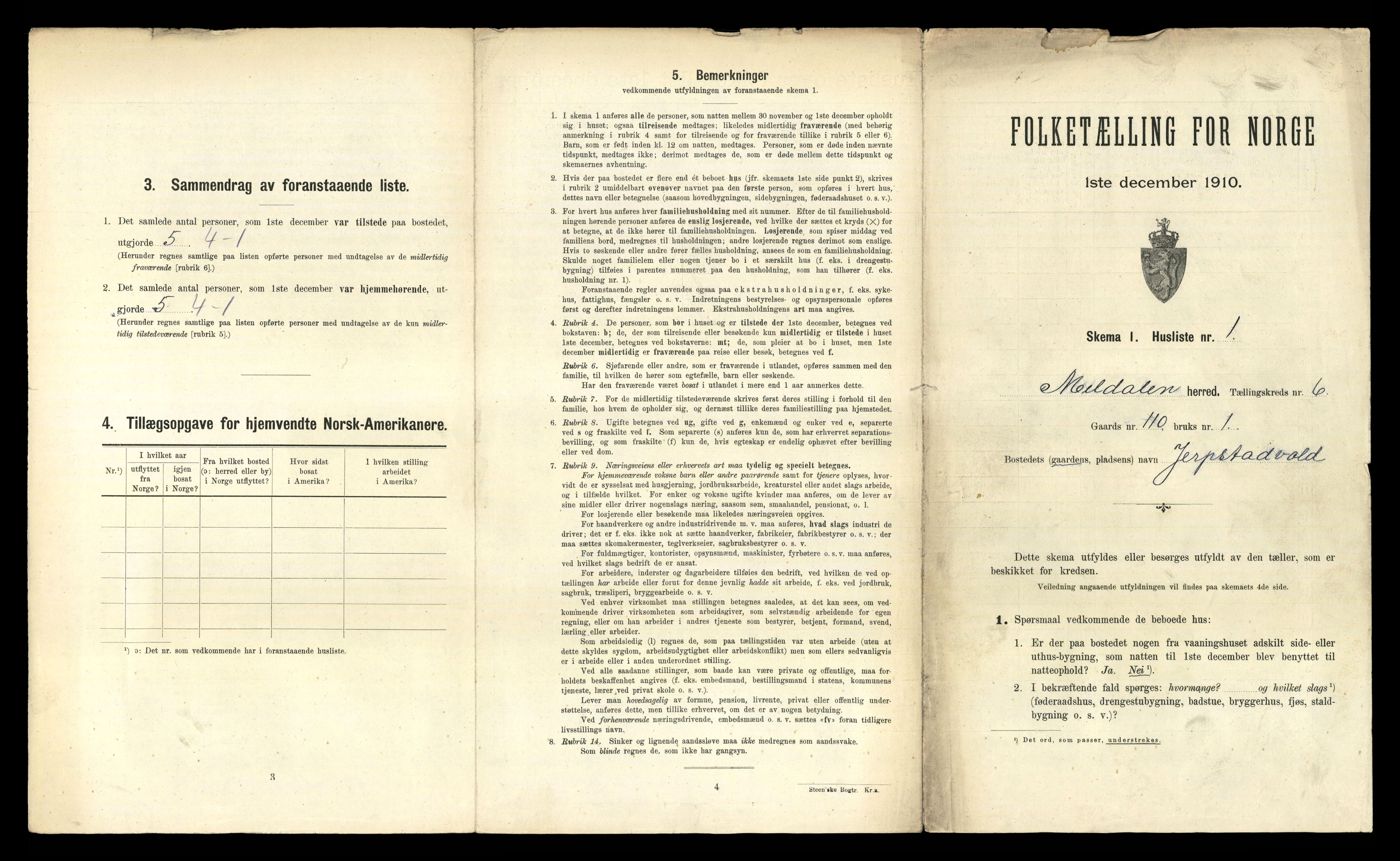 RA, 1910 census for Meldal, 1910, p. 673